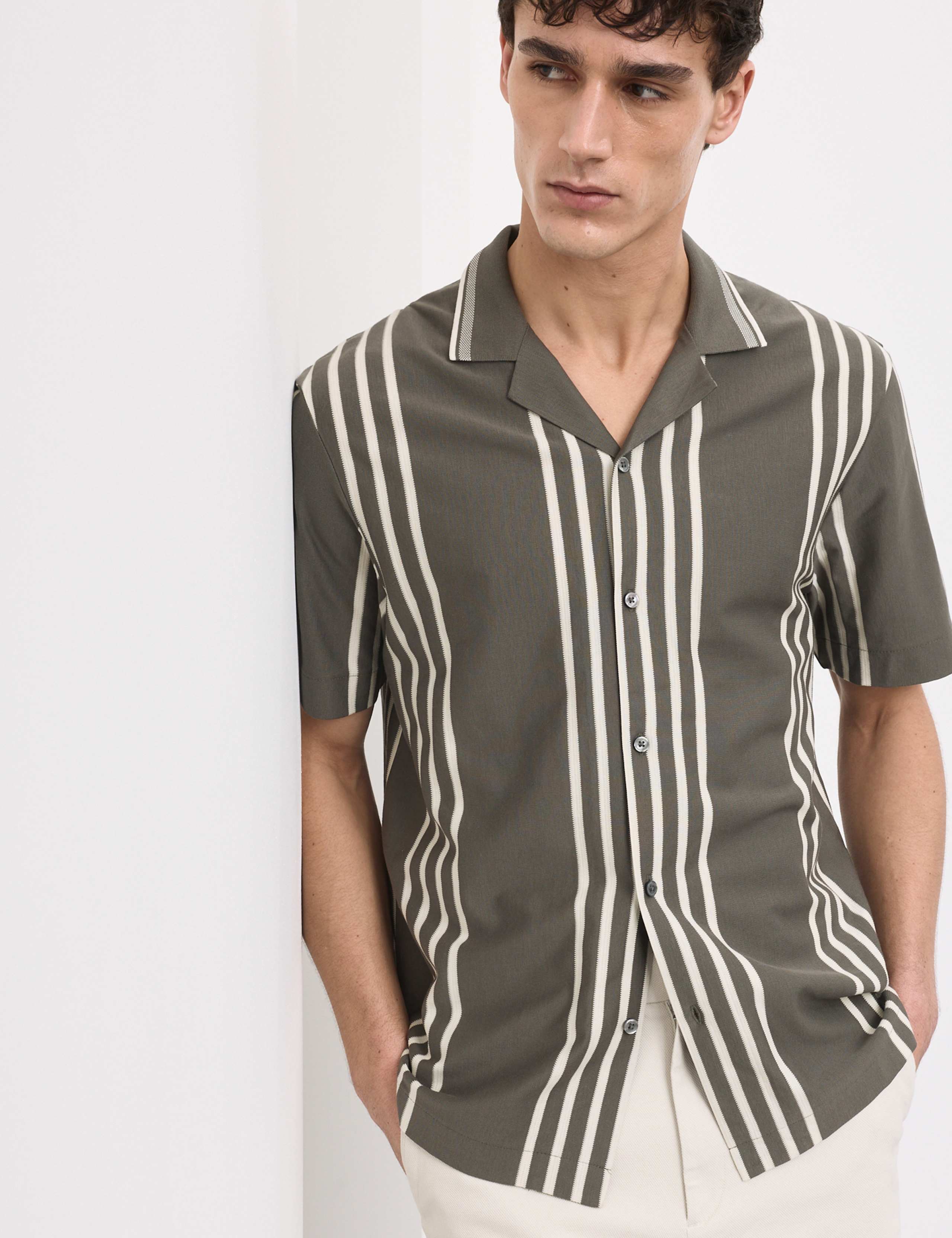 Pure Cotton Textured Revere Polo Shirt 1 of 6