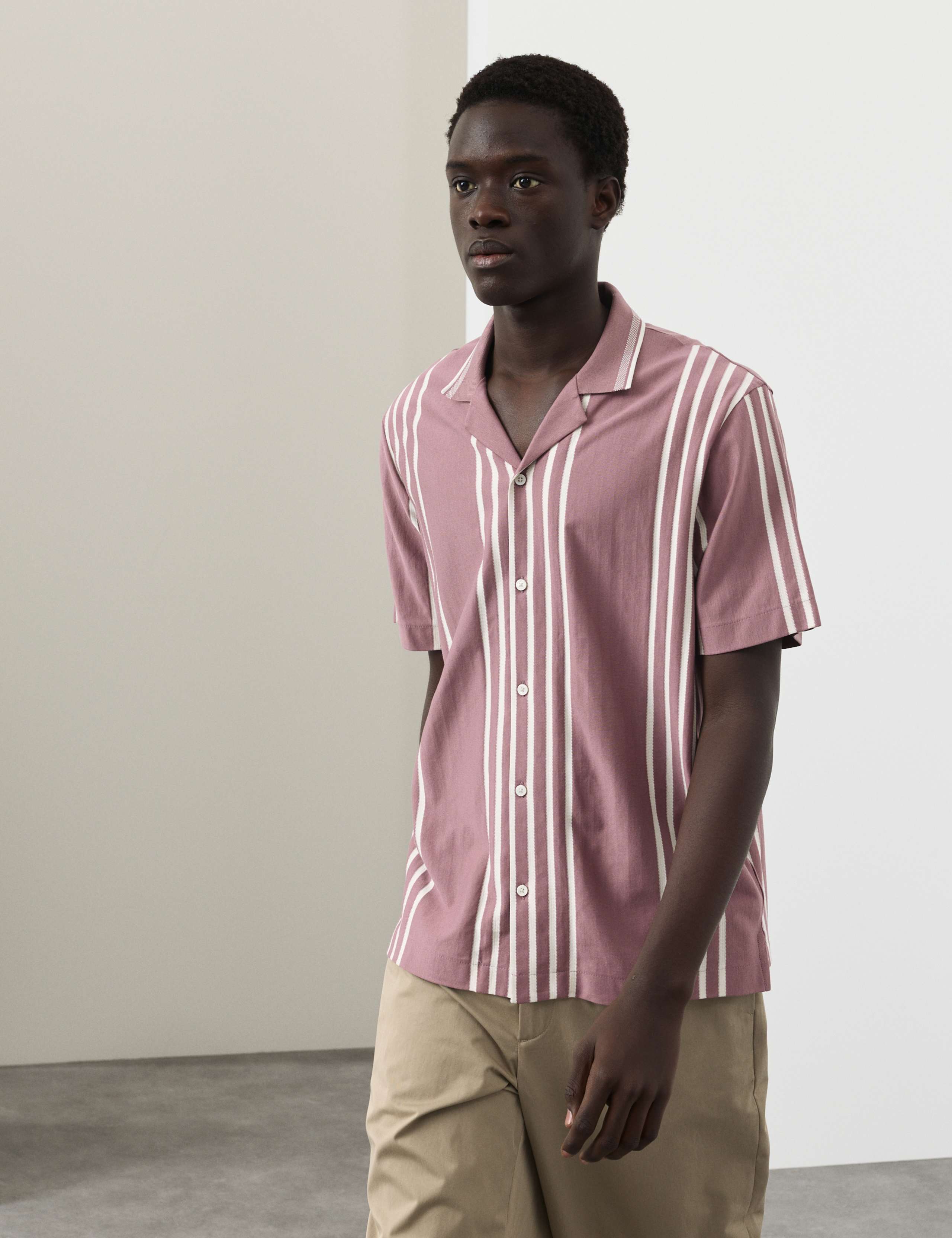 Pure Cotton Textured Revere Polo Shirt 1 of 6