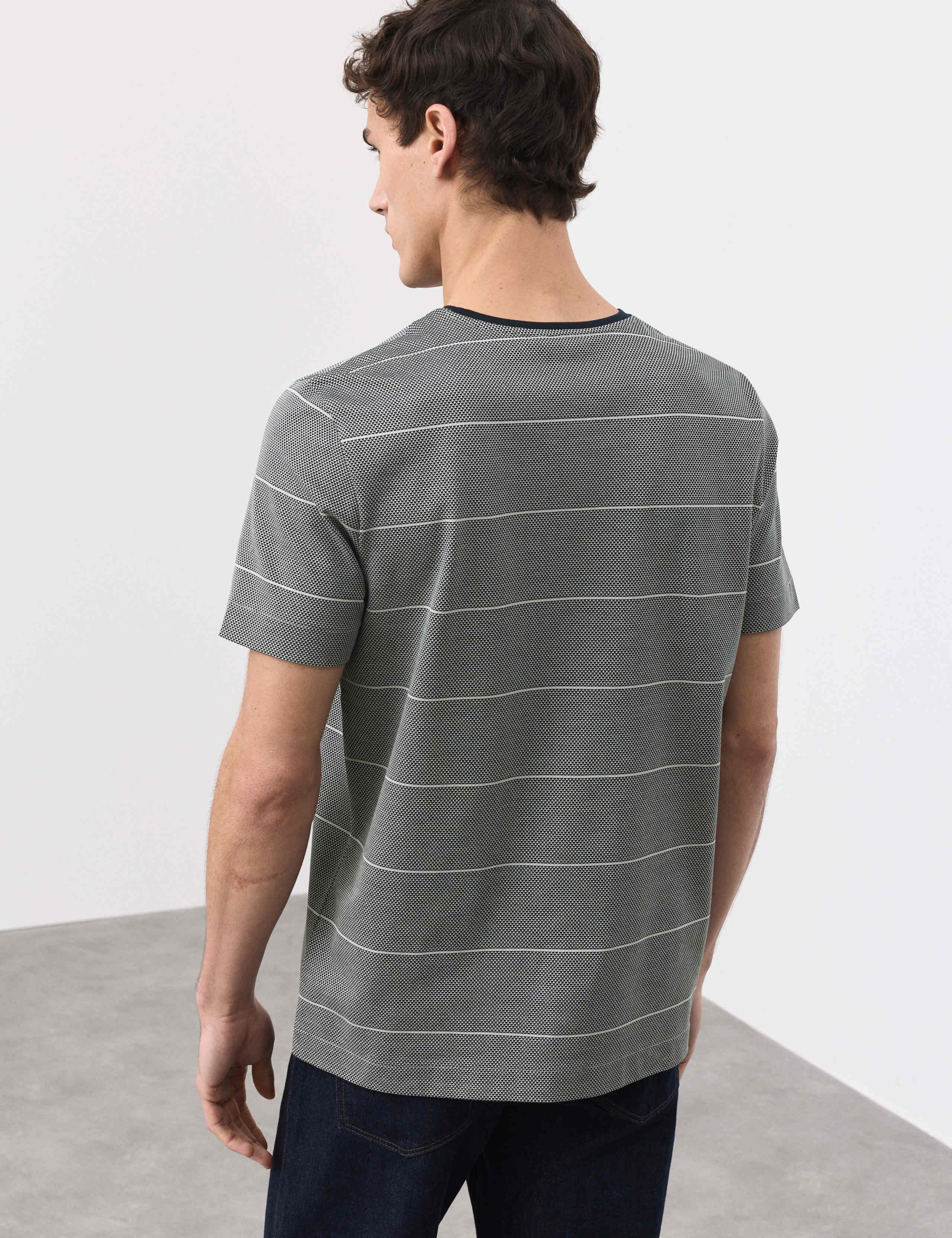 Pure Cotton Textured Striped T-Shirt 5 of 5