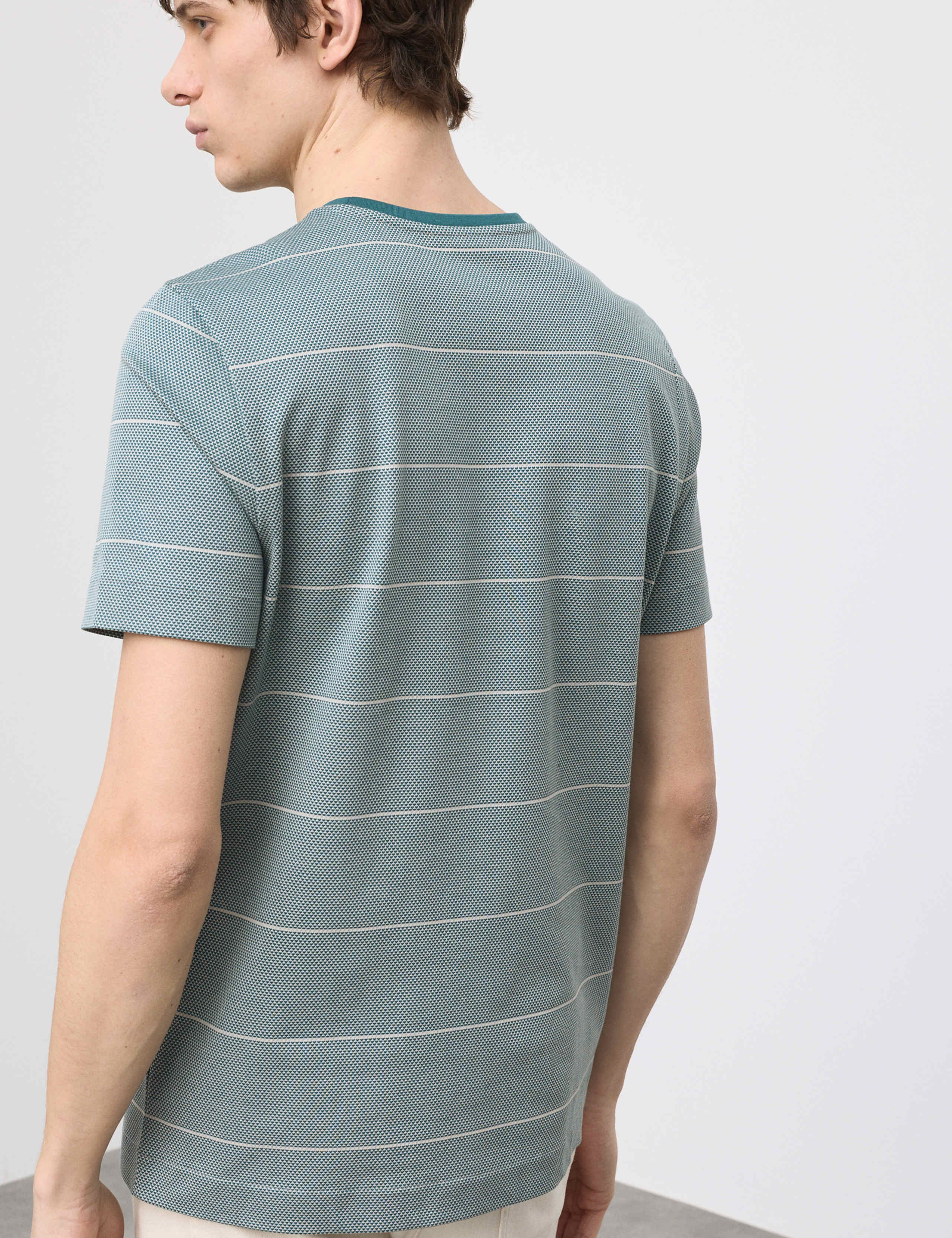 Pure Cotton Textured Striped T-Shirt 3 of 5