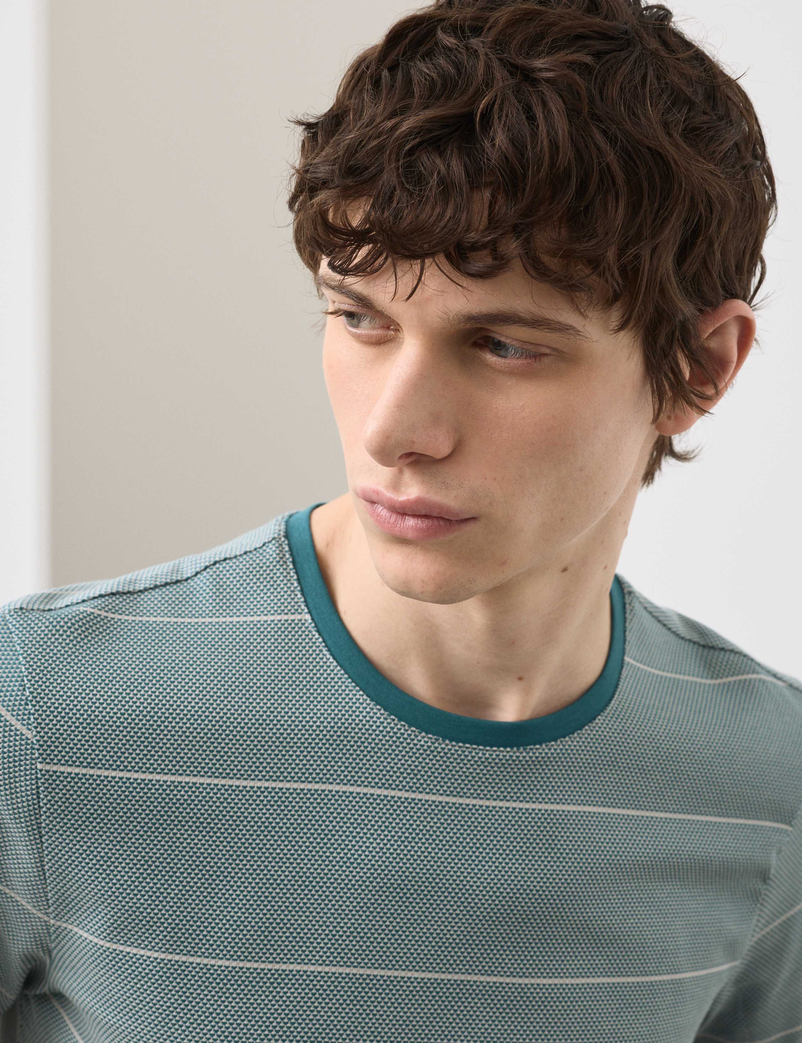 Pure Cotton Textured Striped T-Shirt 4 of 5