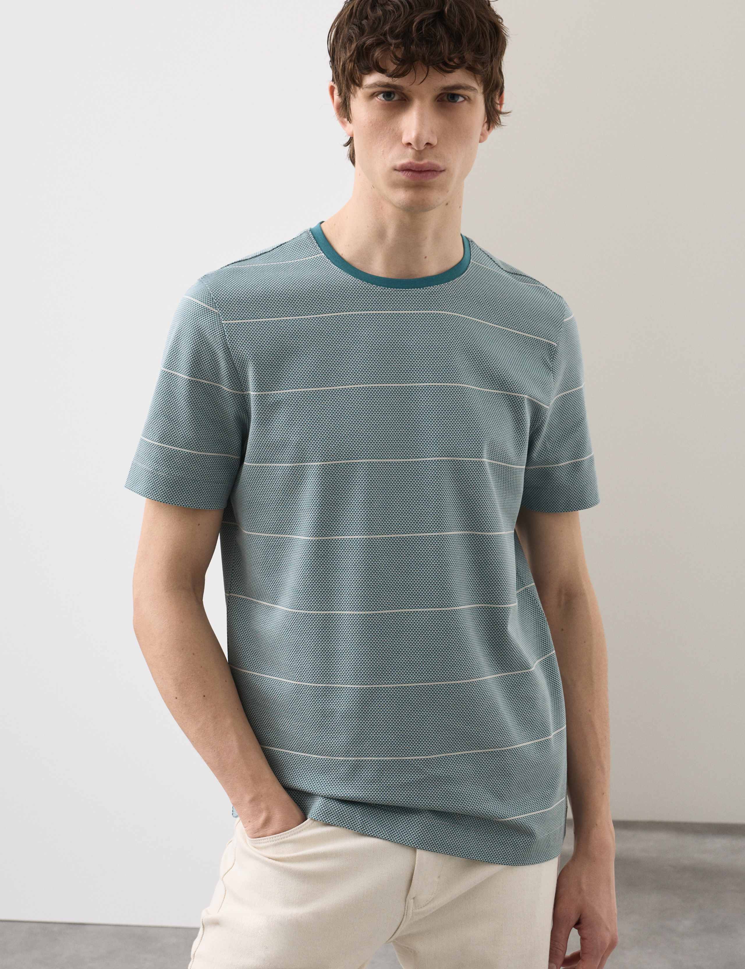 Pure Cotton Textured Striped T-Shirt 5 of 5