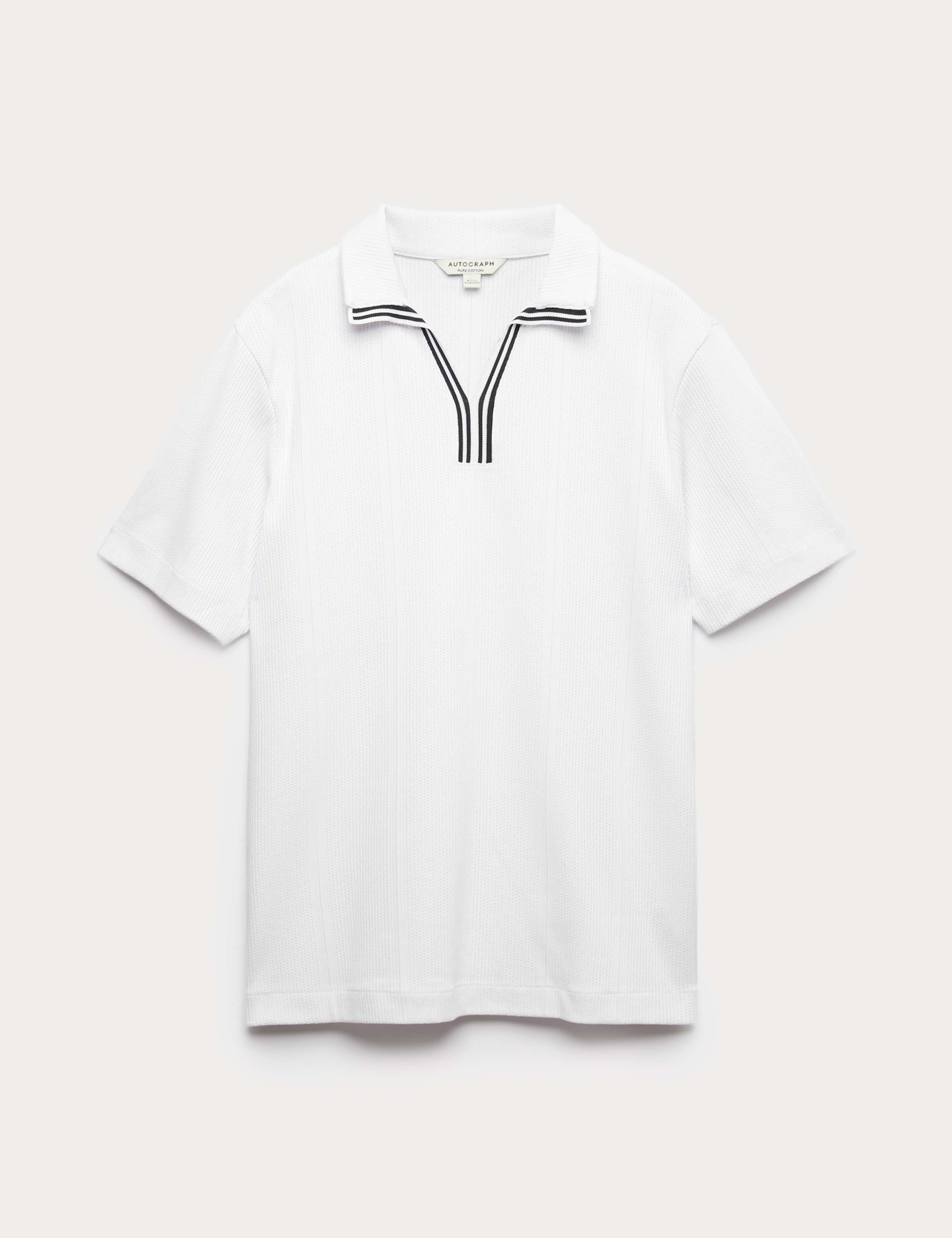 Pure Cotton Vertical Pointelle Polo Shirt 2 of 4