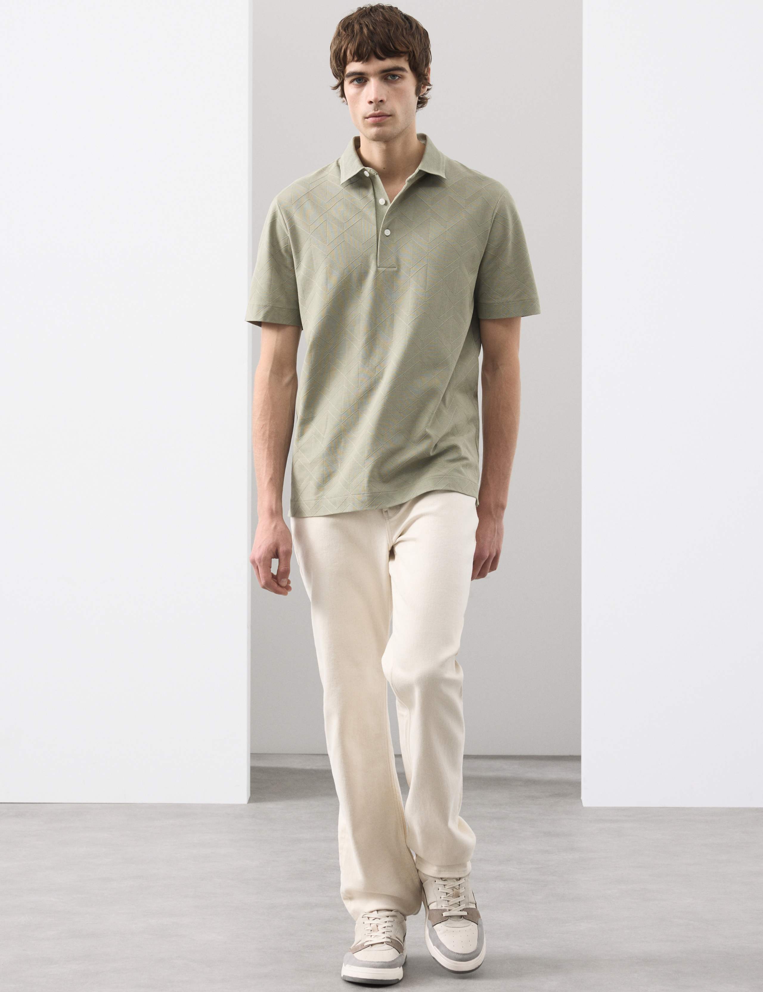 Pure Cotton Textured Polo Shirt 3 of 7