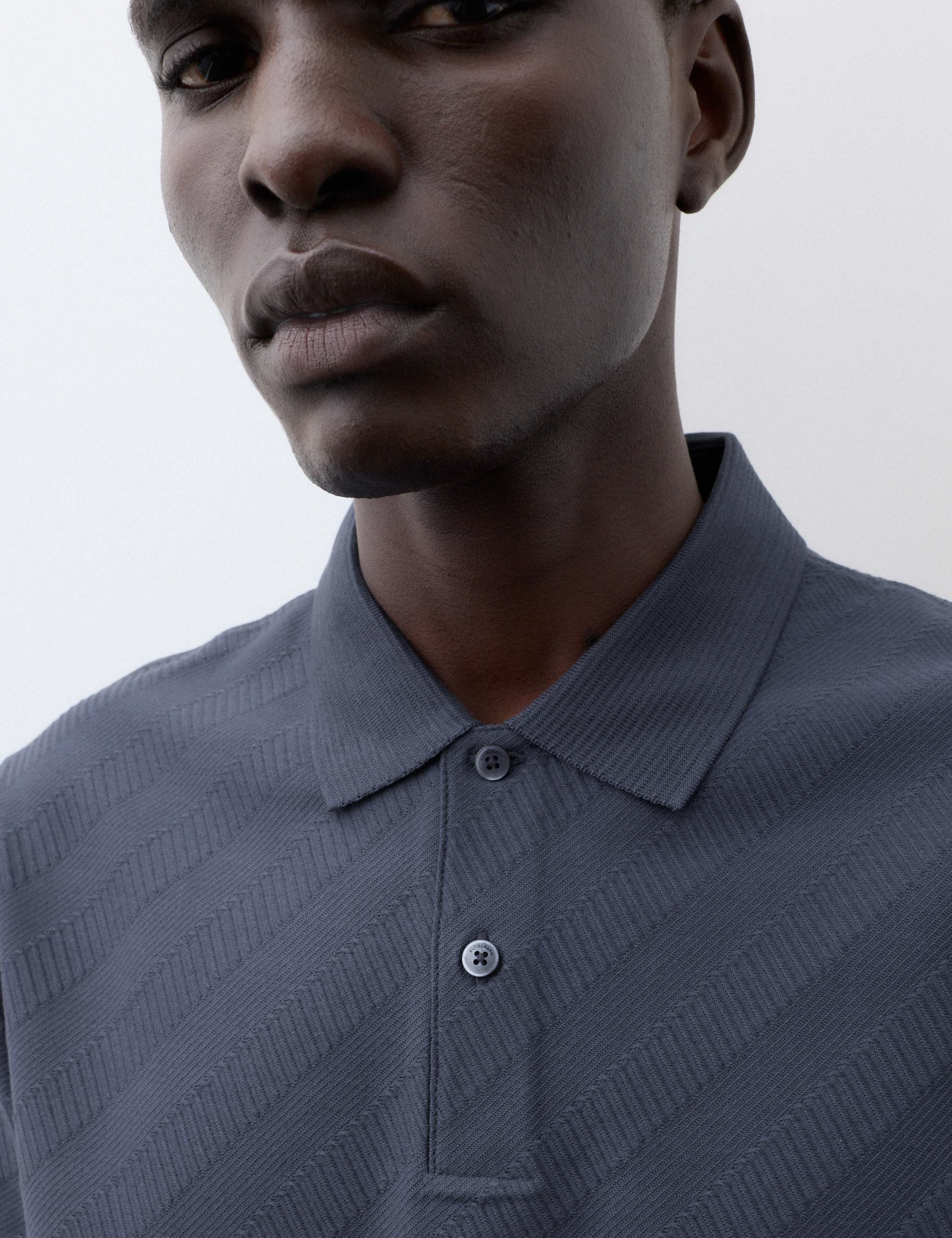 Pure Cotton Textured Jacquard Button Polo Shirt 6 of 7