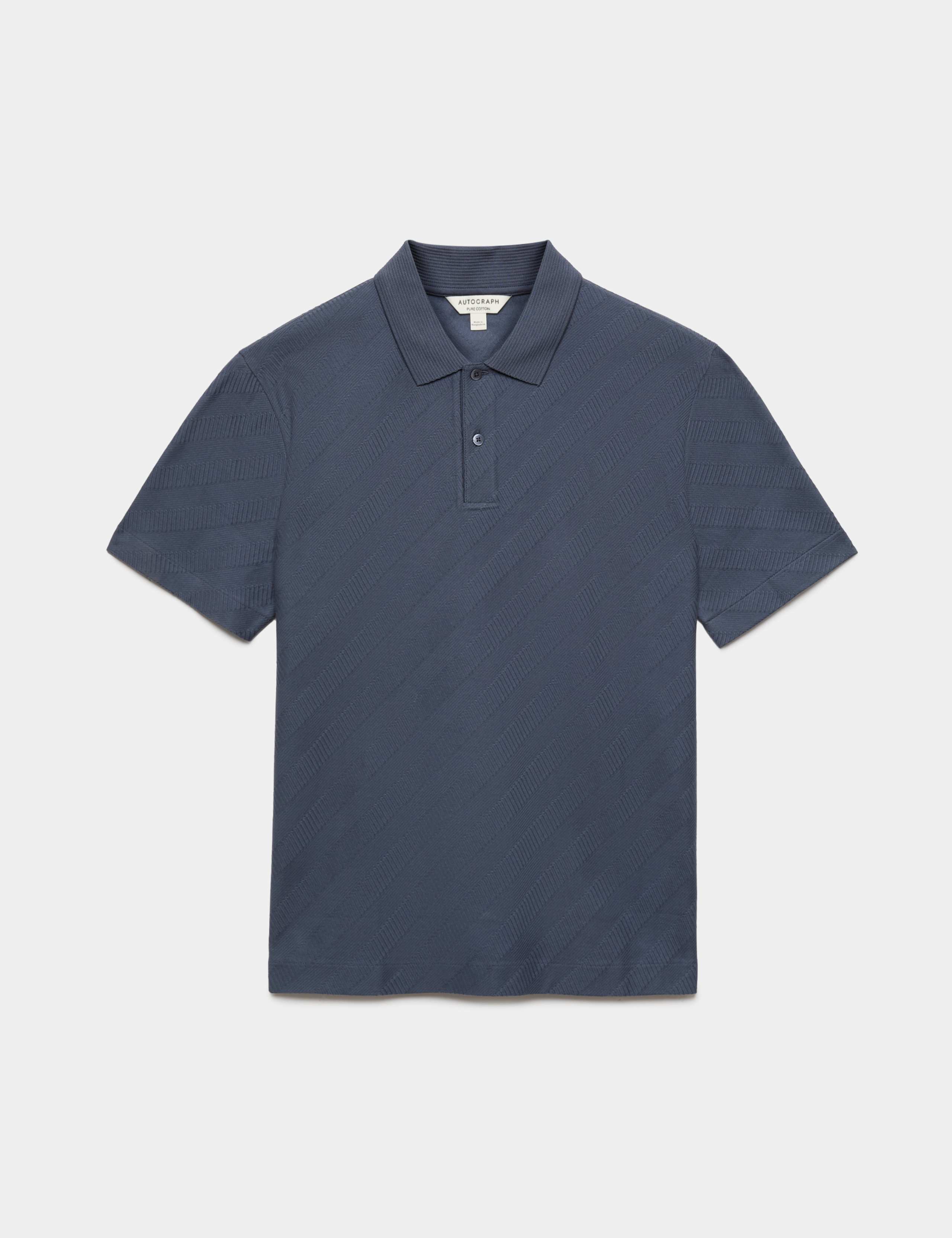 Pure Cotton Textured Jacquard Button Polo Shirt 2 of 7