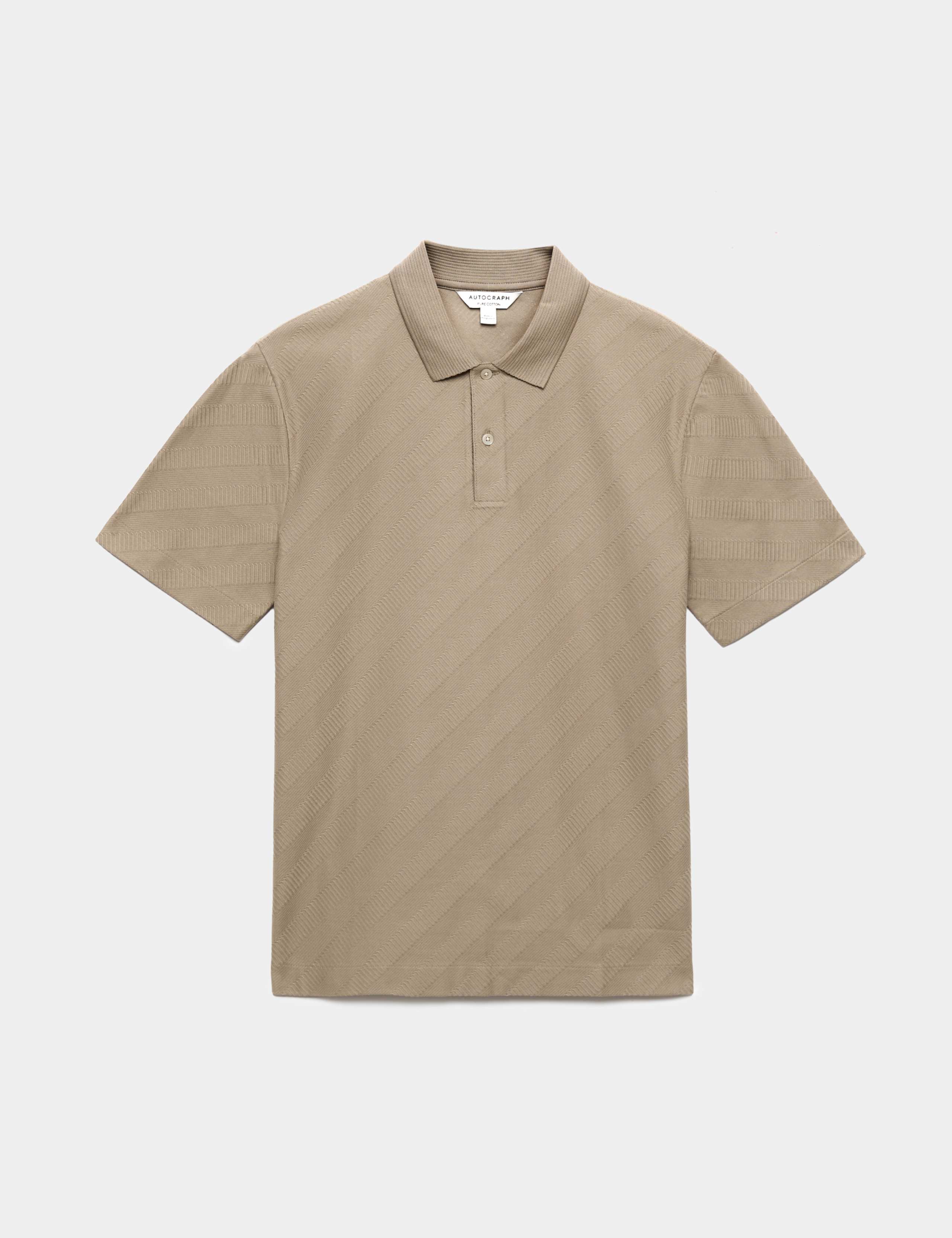 Pure Cotton Textured Jacquard Button Polo Shirt 2 of 6