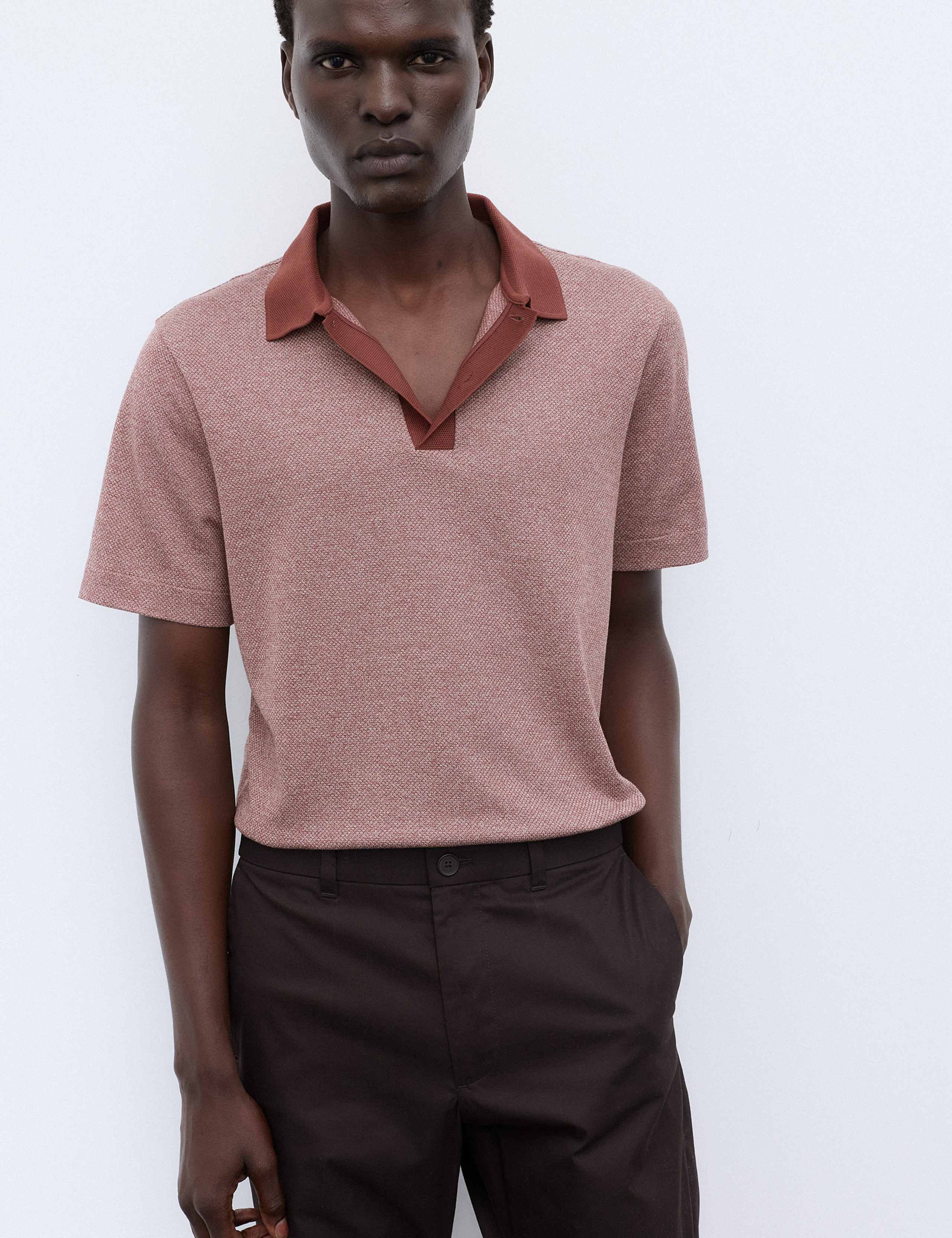 Pure Cotton Textured Polo Shirt 1 of 7