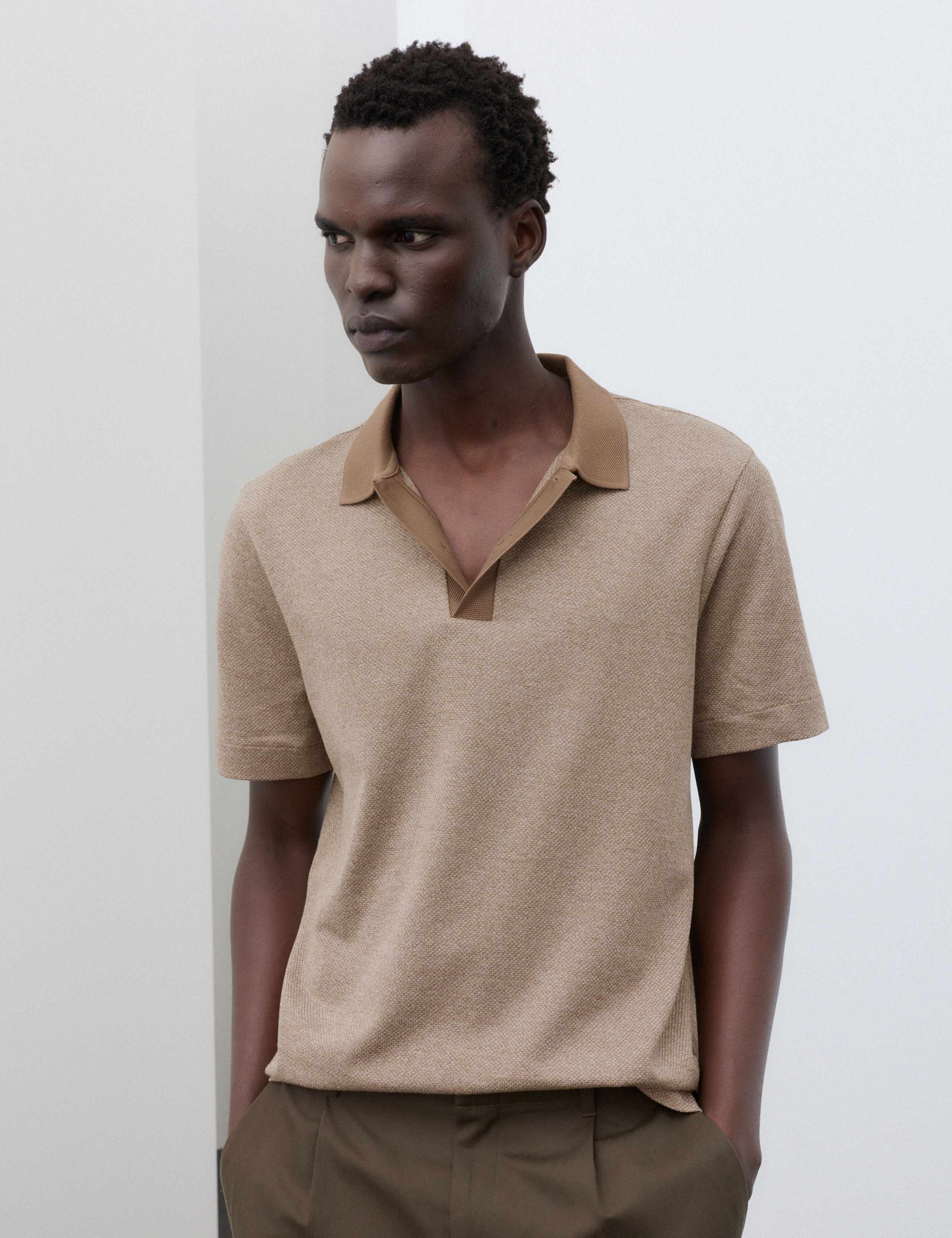 Pure Cotton Textured Polo Shirt 1 of 7