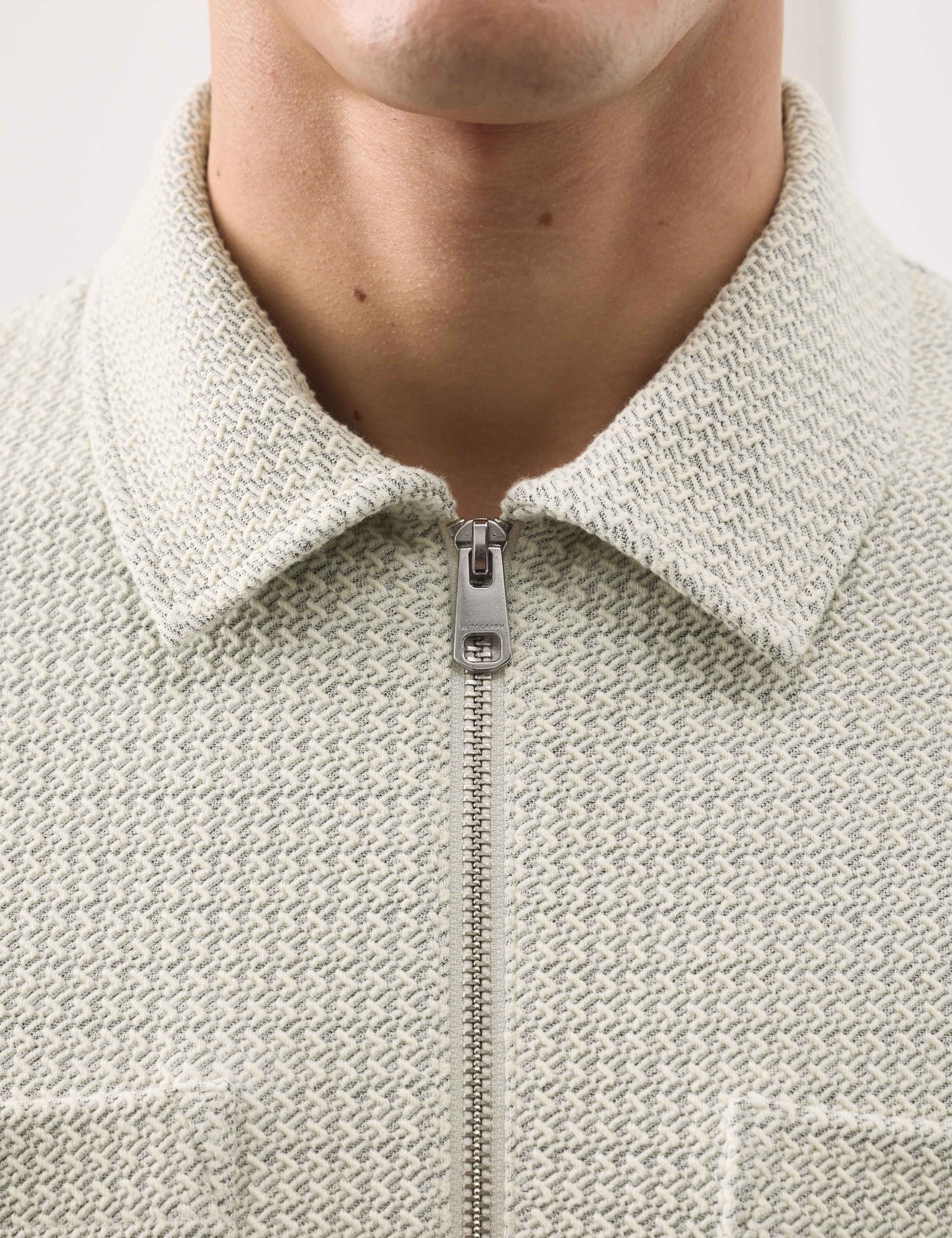 Cotton Blend Zip Up Textured Jacket 3 of 6