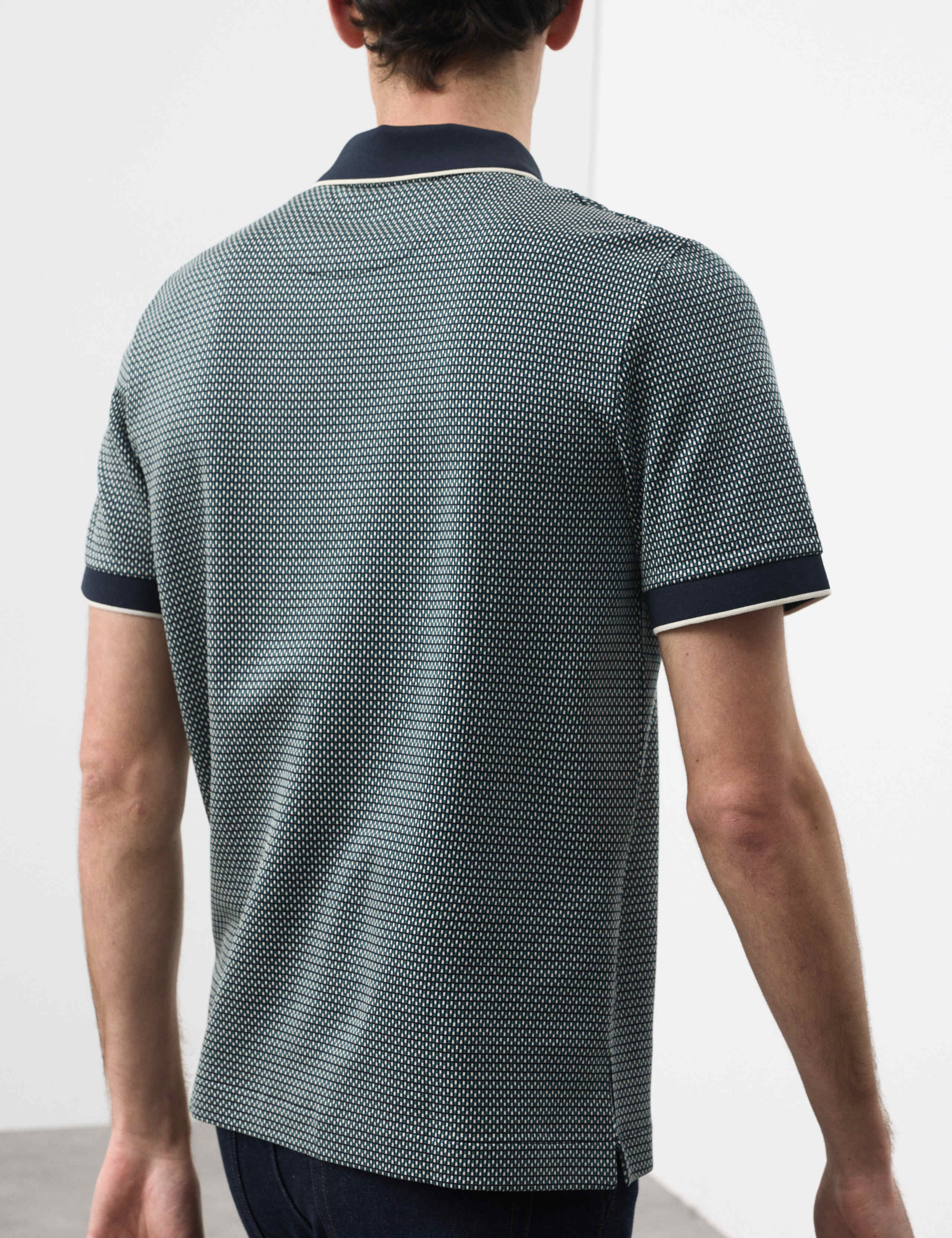 Pure Supima® CottonJacquard Zip Up Polo Shirt 5 of 6