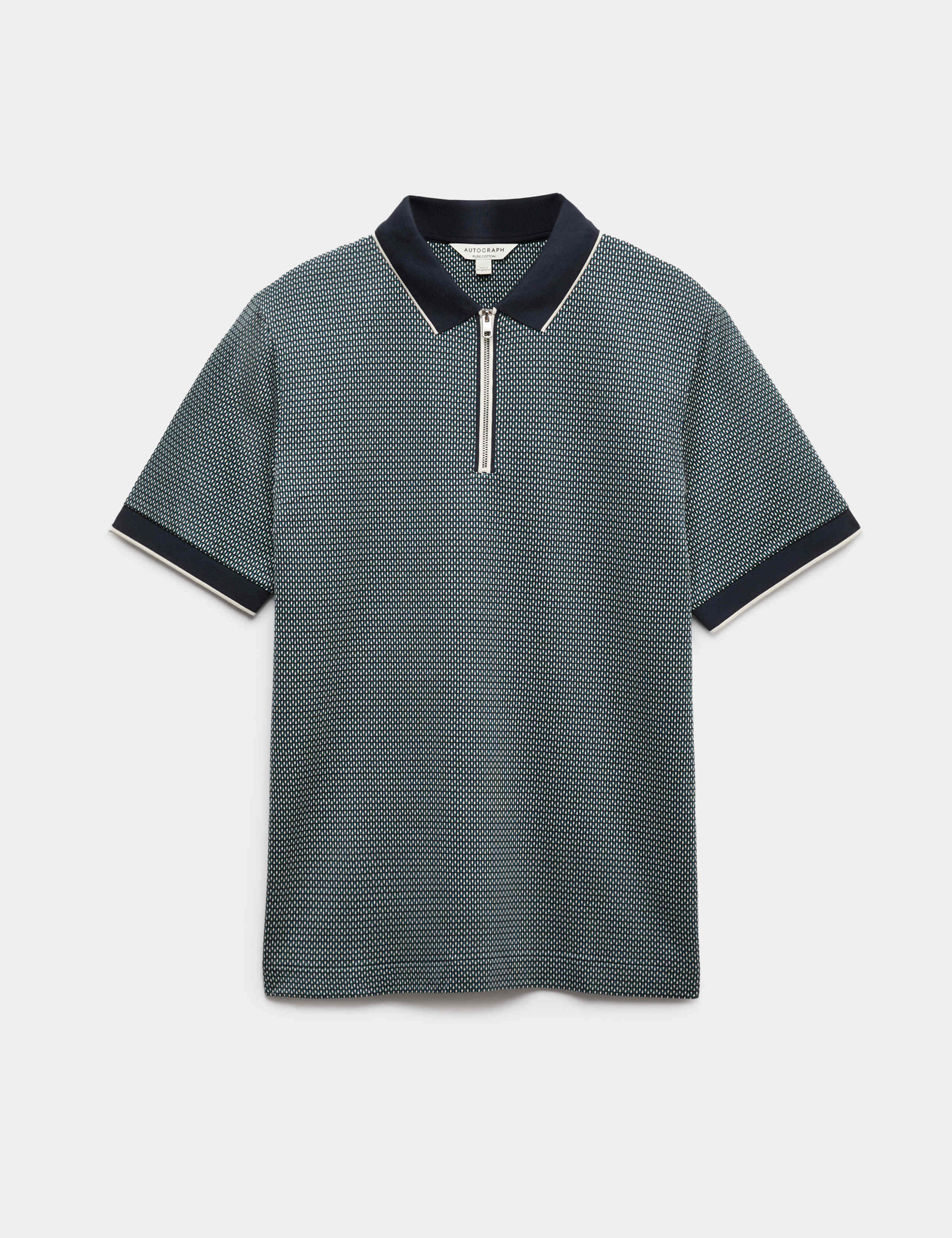 Pure Supima® CottonJacquard Zip Up Polo Shirt 2 of 6