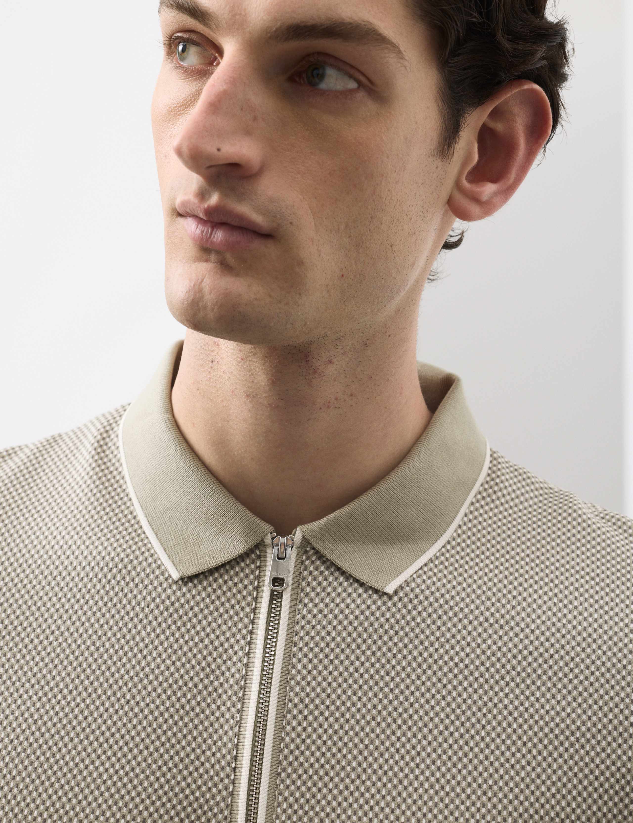 Pure Supima® CottonJacquard Zip Up Polo Shirt 5 of 6