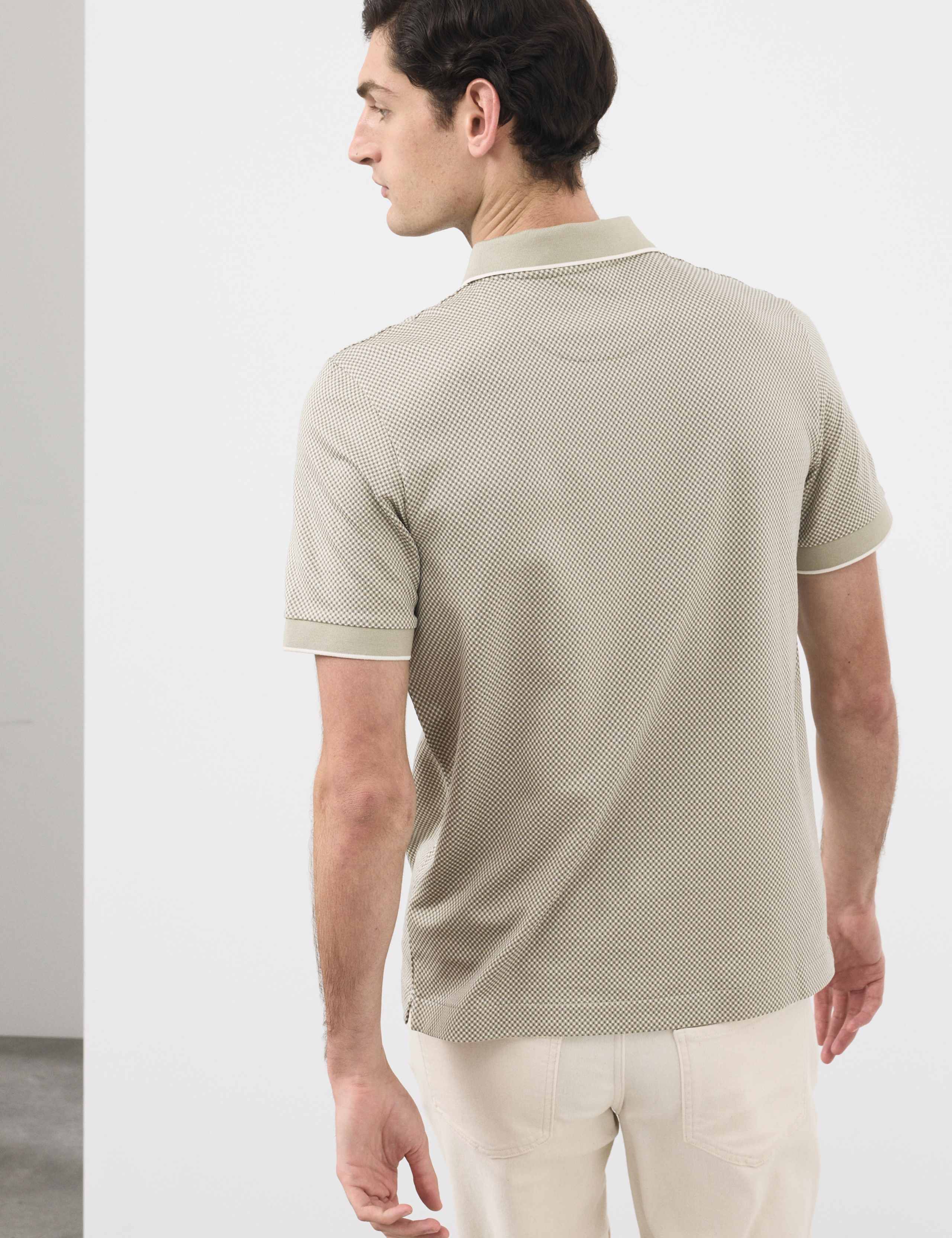 Pure Supima® CottonJacquard Zip Up Polo Shirt 6 of 6