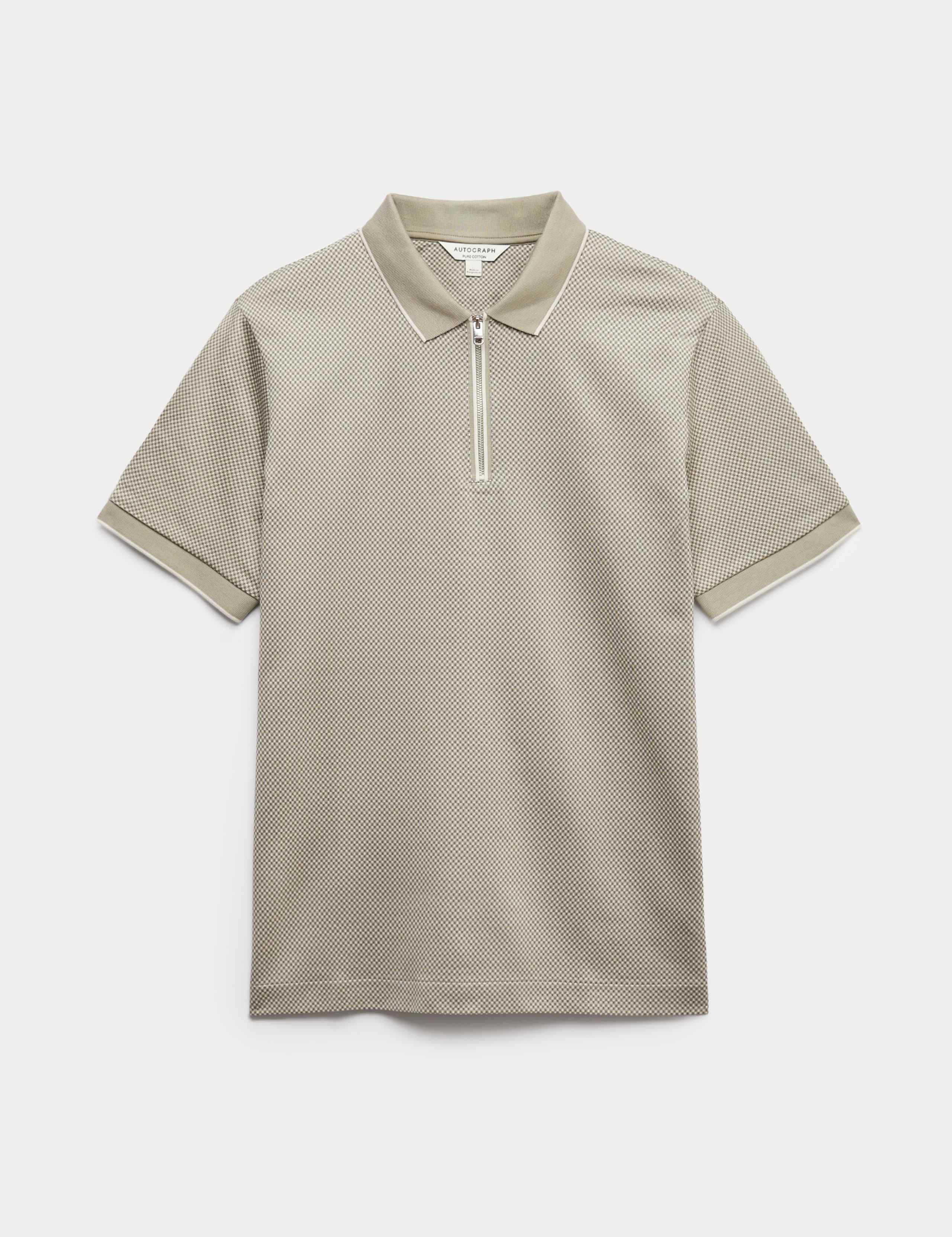 Pure Supima® CottonJacquard Zip Up Polo Shirt 2 of 6