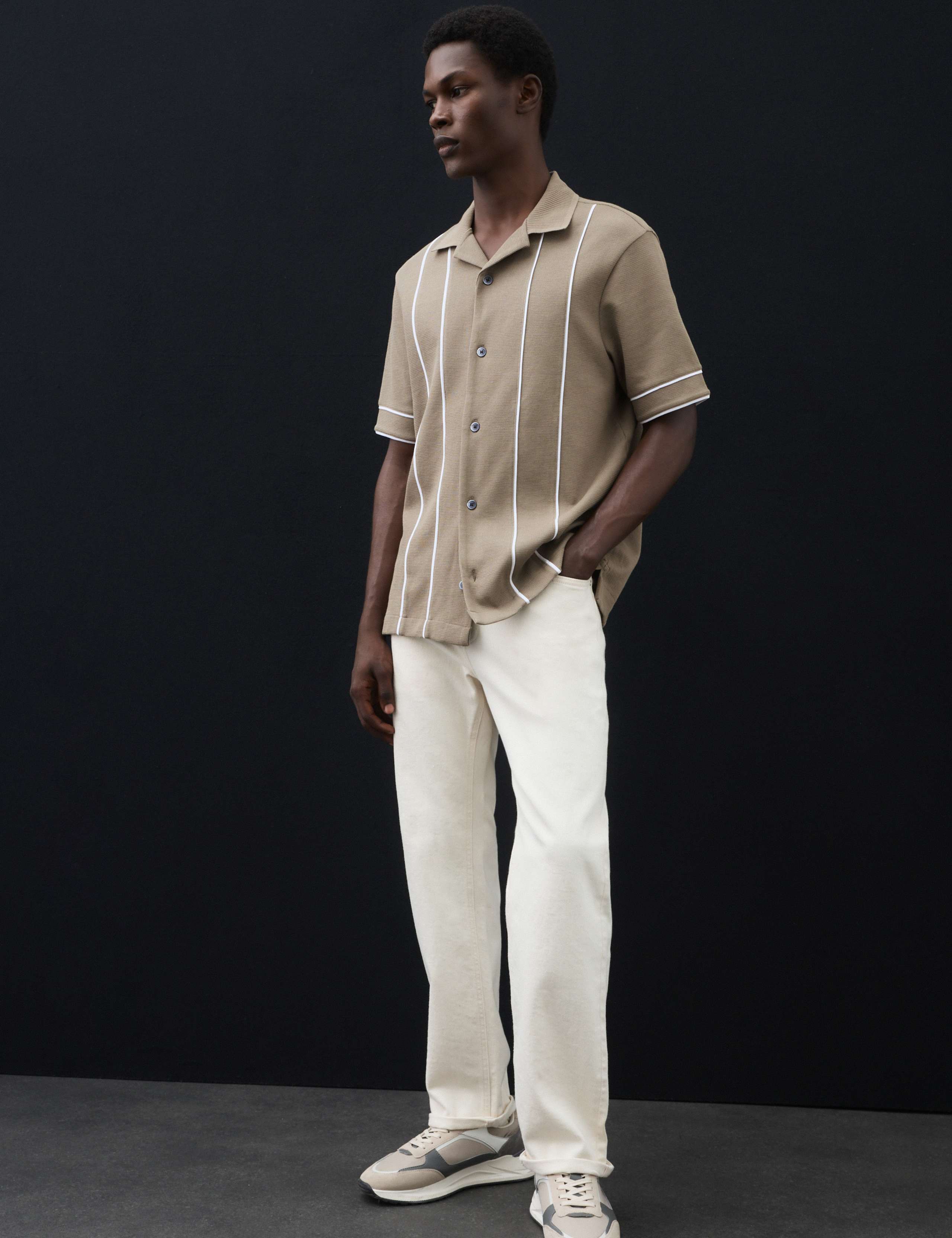 Cotton Rich Piped Stripe Knitted Polo Shirt 4 of 7