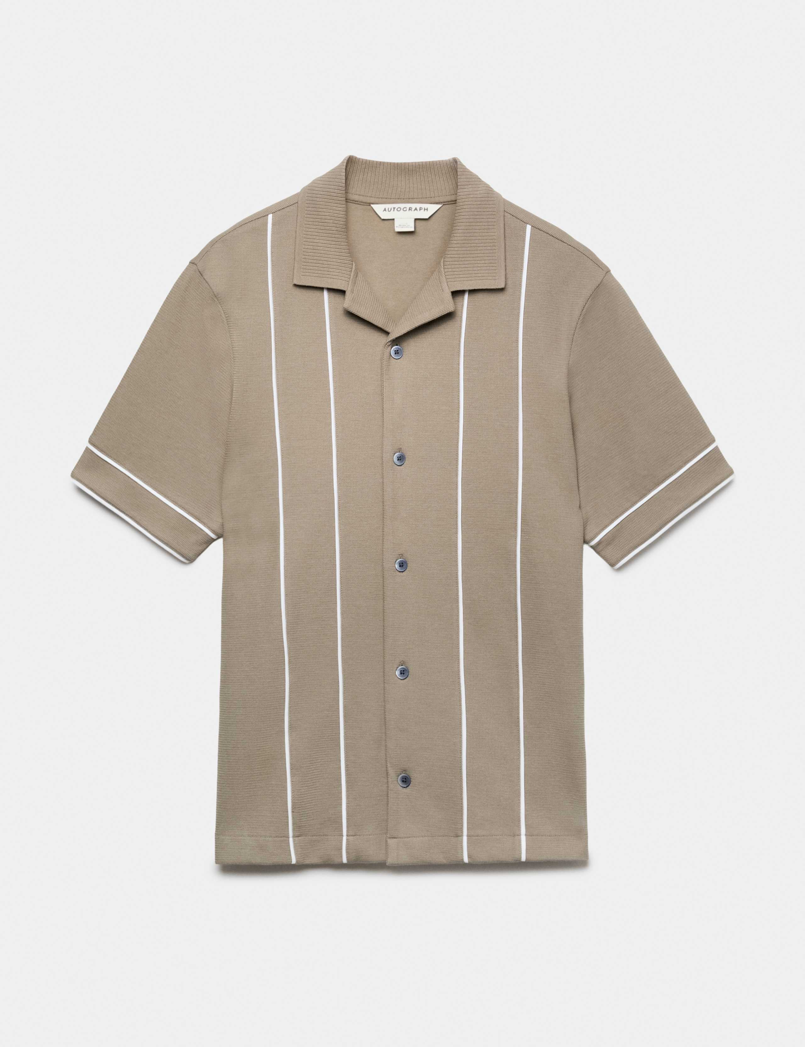 Cotton Rich Piped Stripe Knitted Polo Shirt 2 of 7