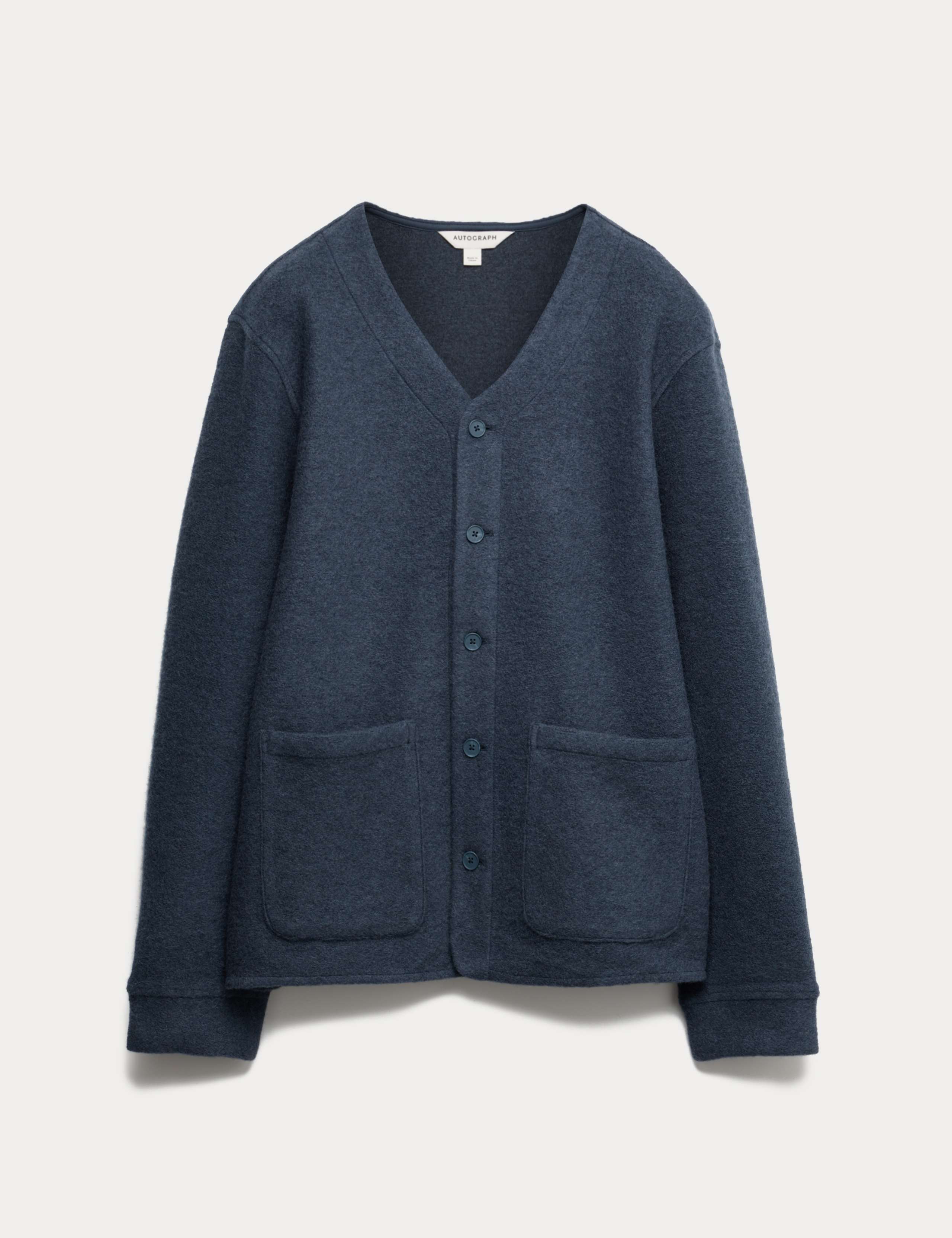 Wool Blend V Neck Fleece Cardigan 2 of 6