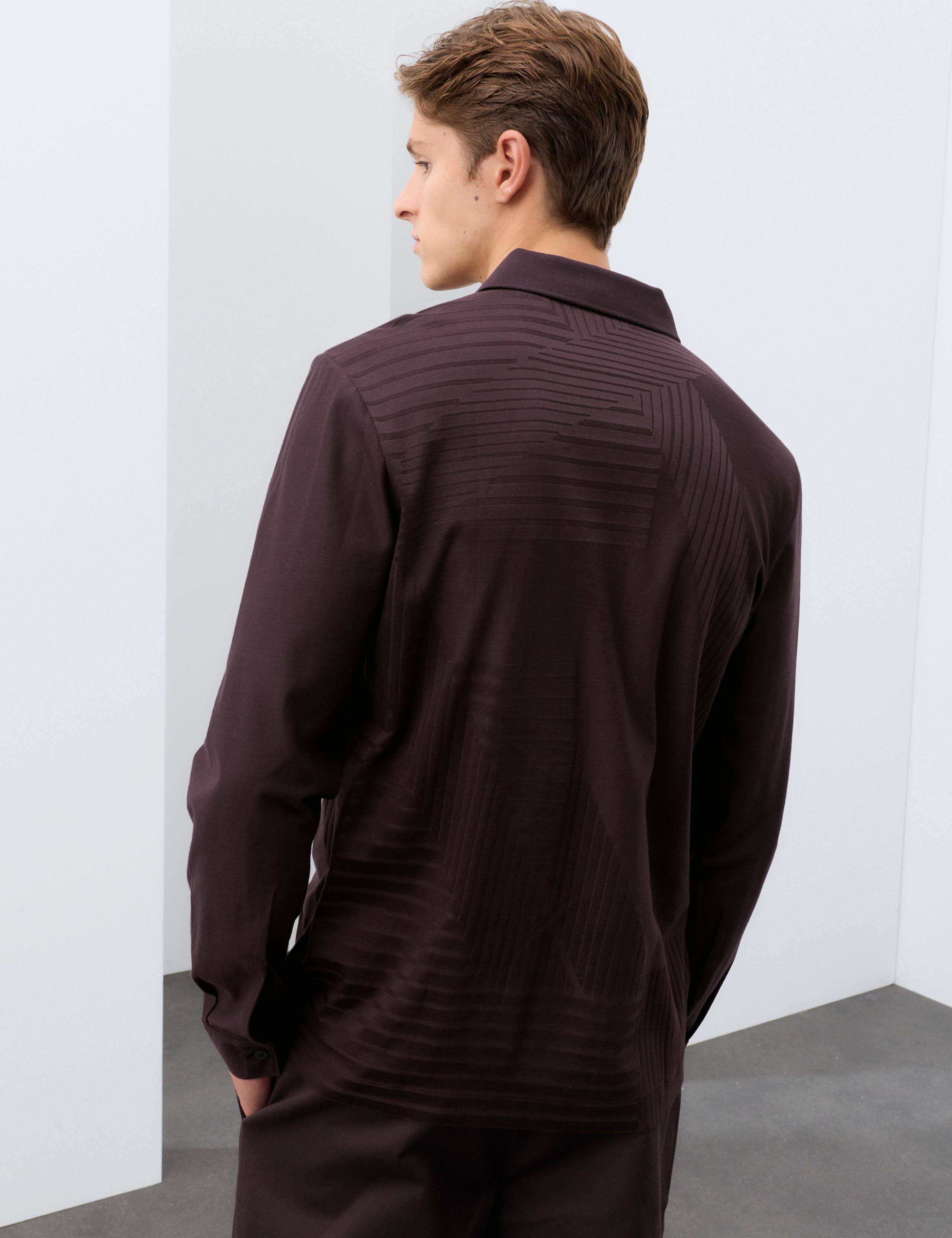 Pure Cotton Geometric Print Long Sleeve Polo Shirt 3 of 7
