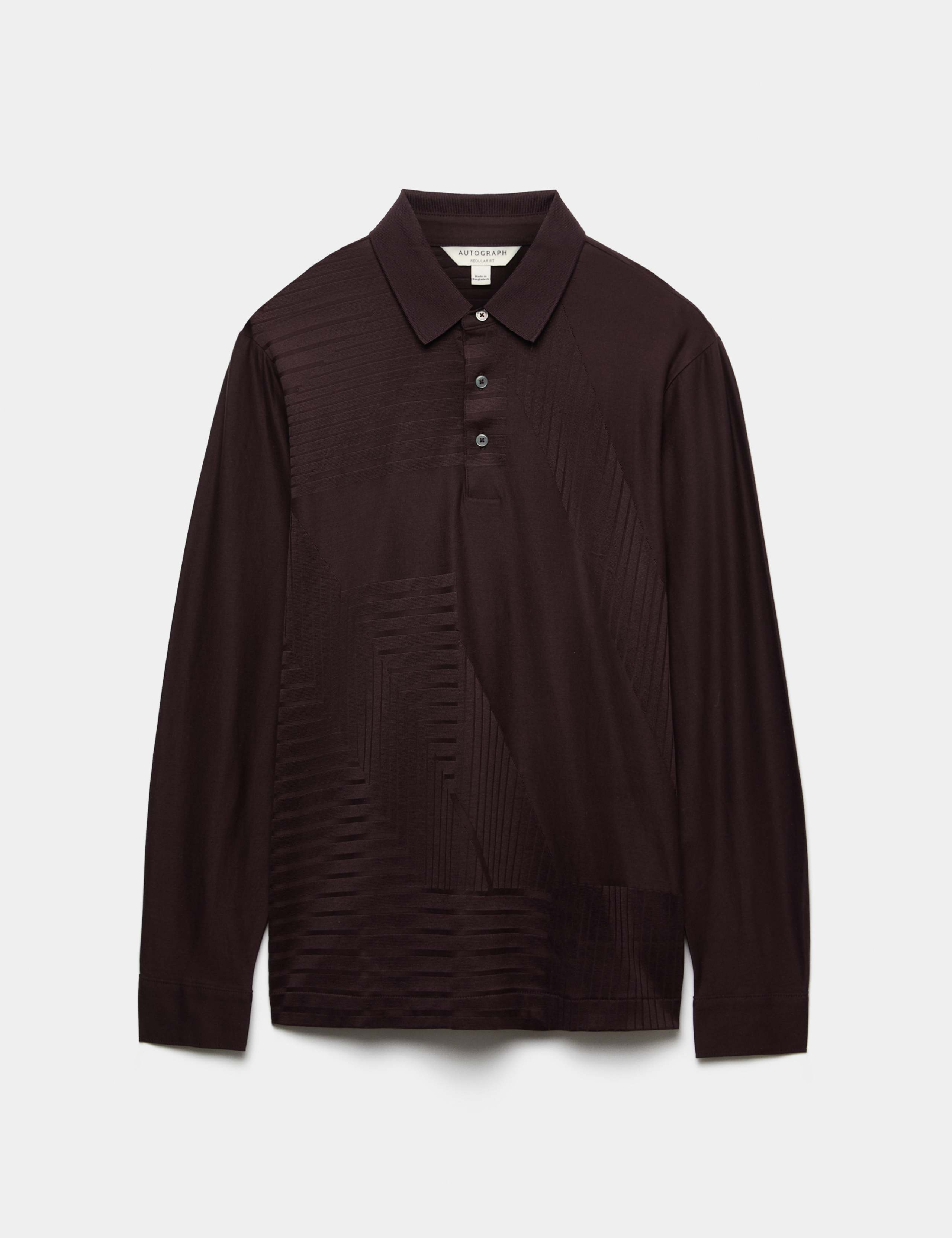 Pure Cotton Geometric Print Long Sleeve Polo Shirt 2 of 7