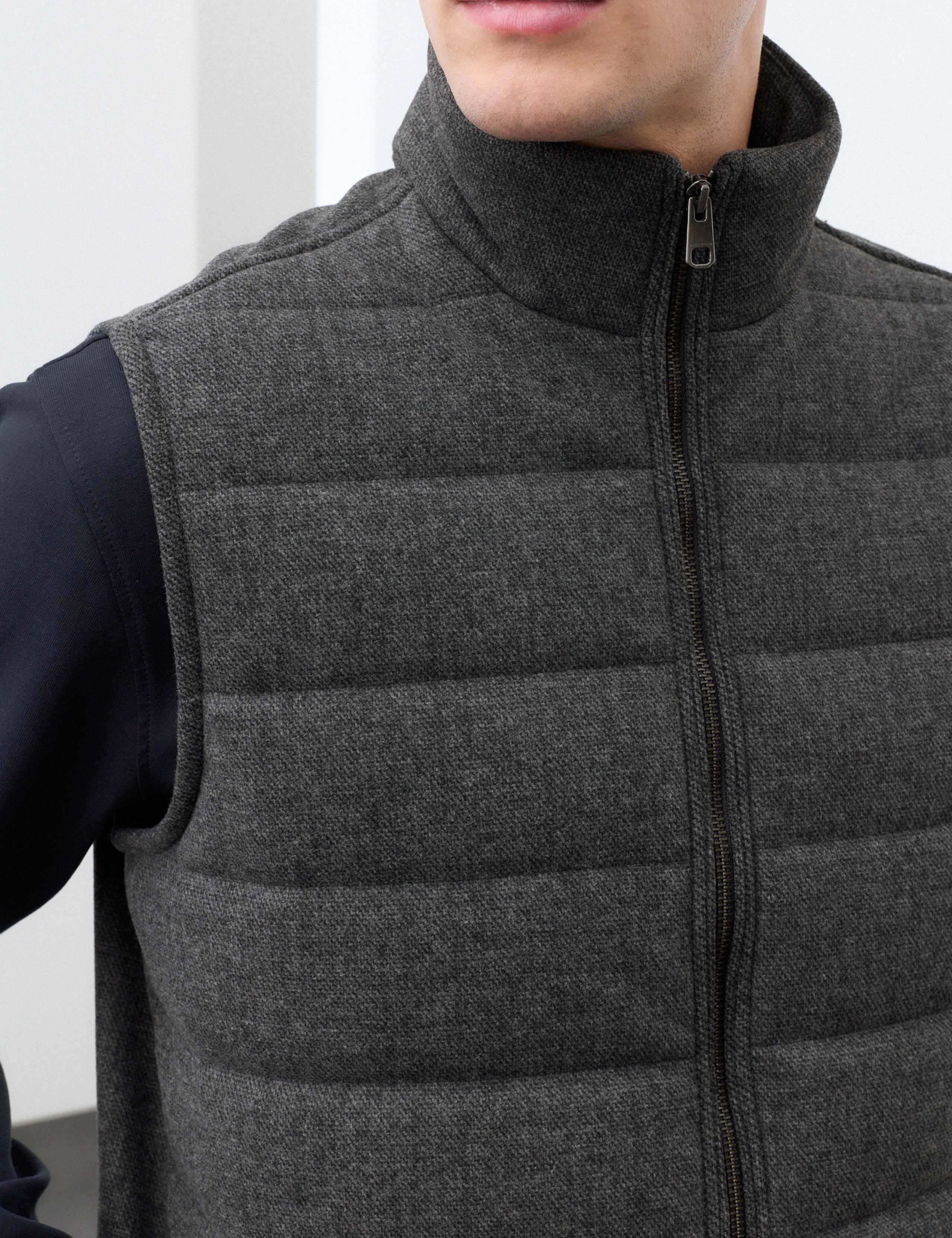 Padded Hybrid Zip Up Gilet with Wool 7 of 7