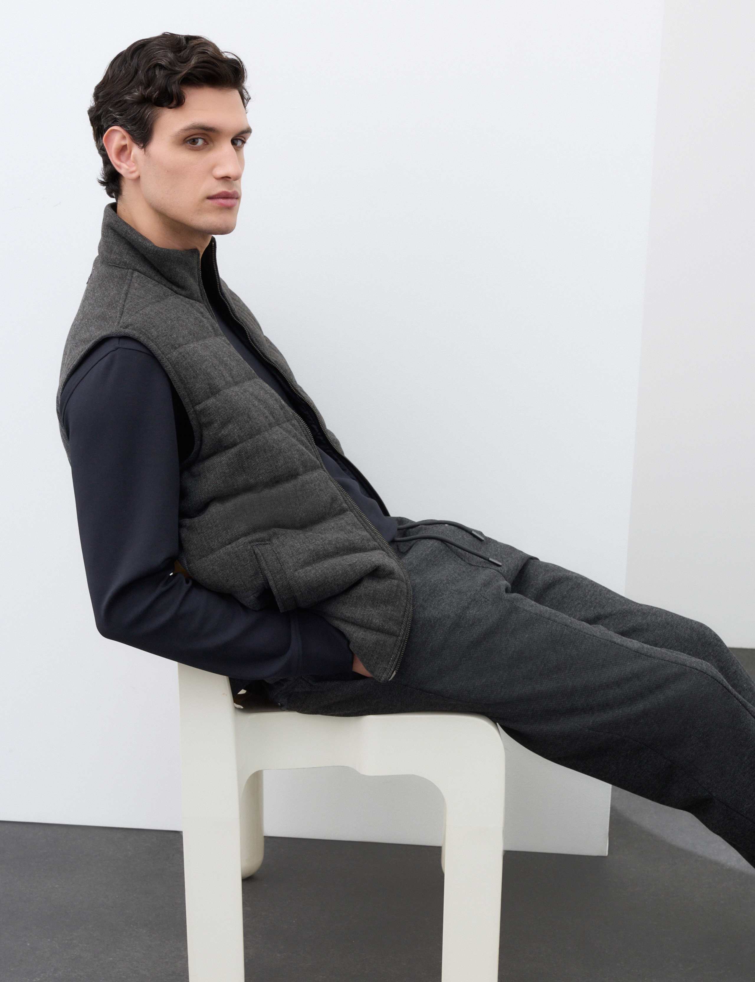Padded Hybrid Zip Up Gilet with Wool 5 of 7