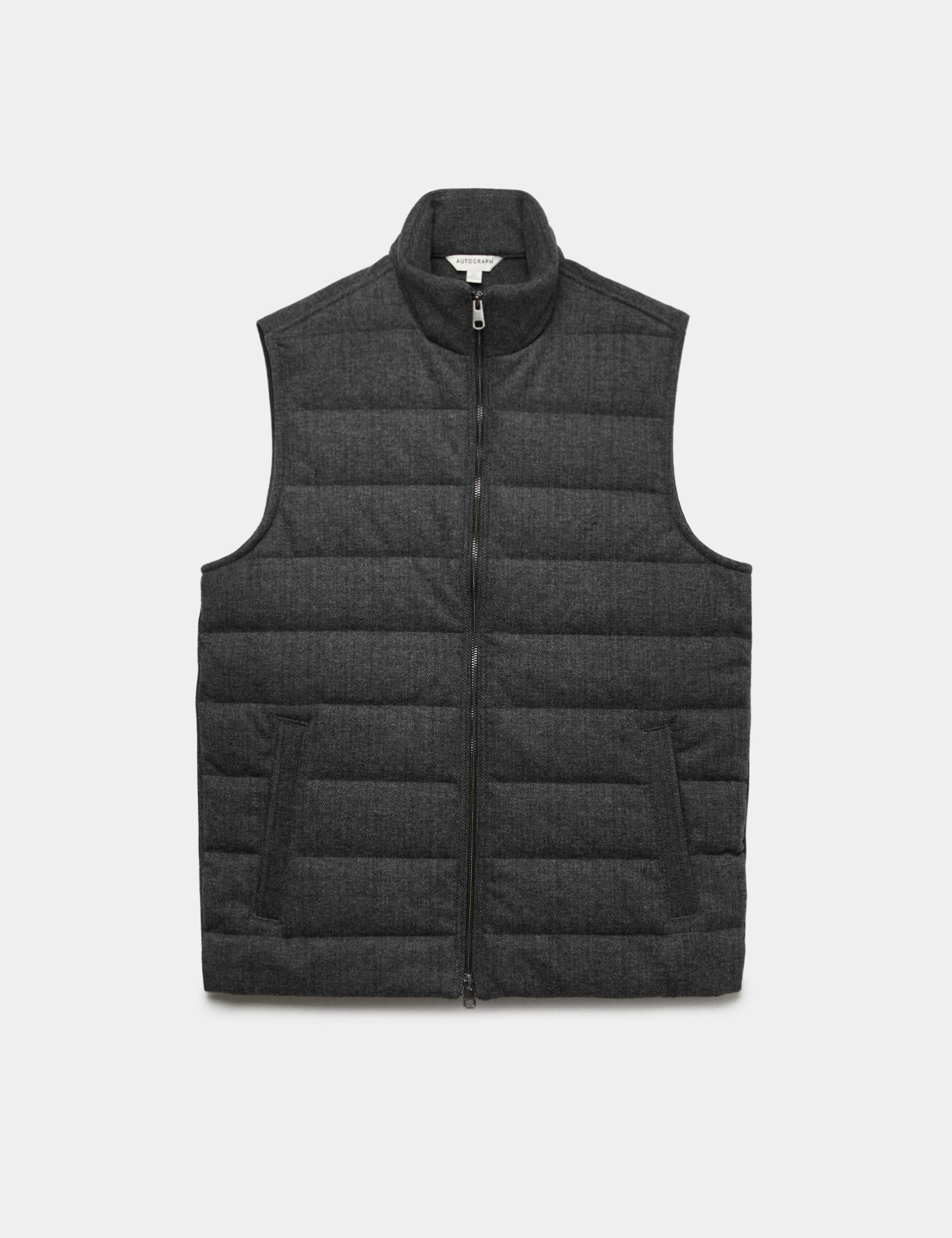 Padded Hybrid Zip Up Gilet with Wool 2 of 7