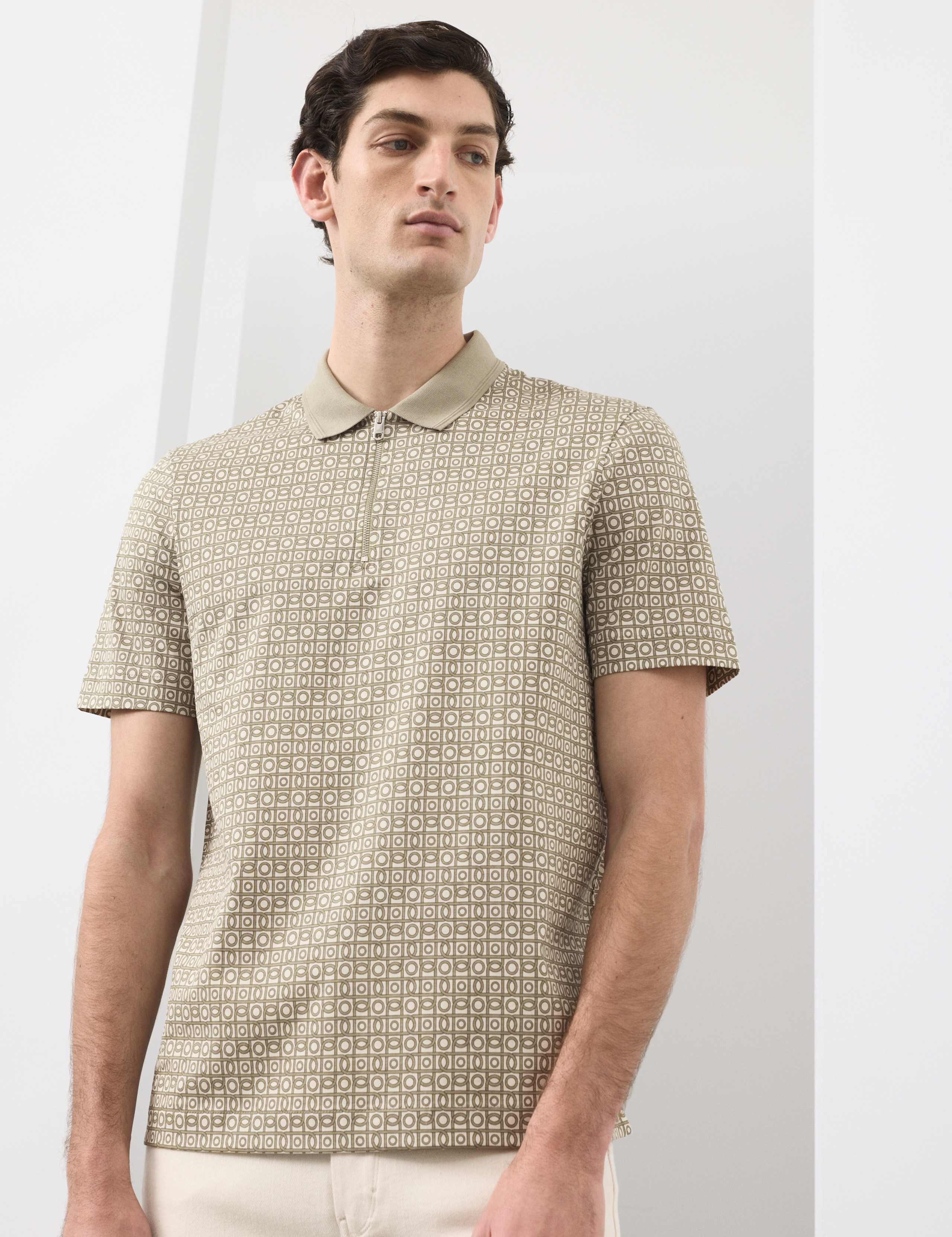 Pure Supima® Cotton Geometric Polo Shirt 1 of 6