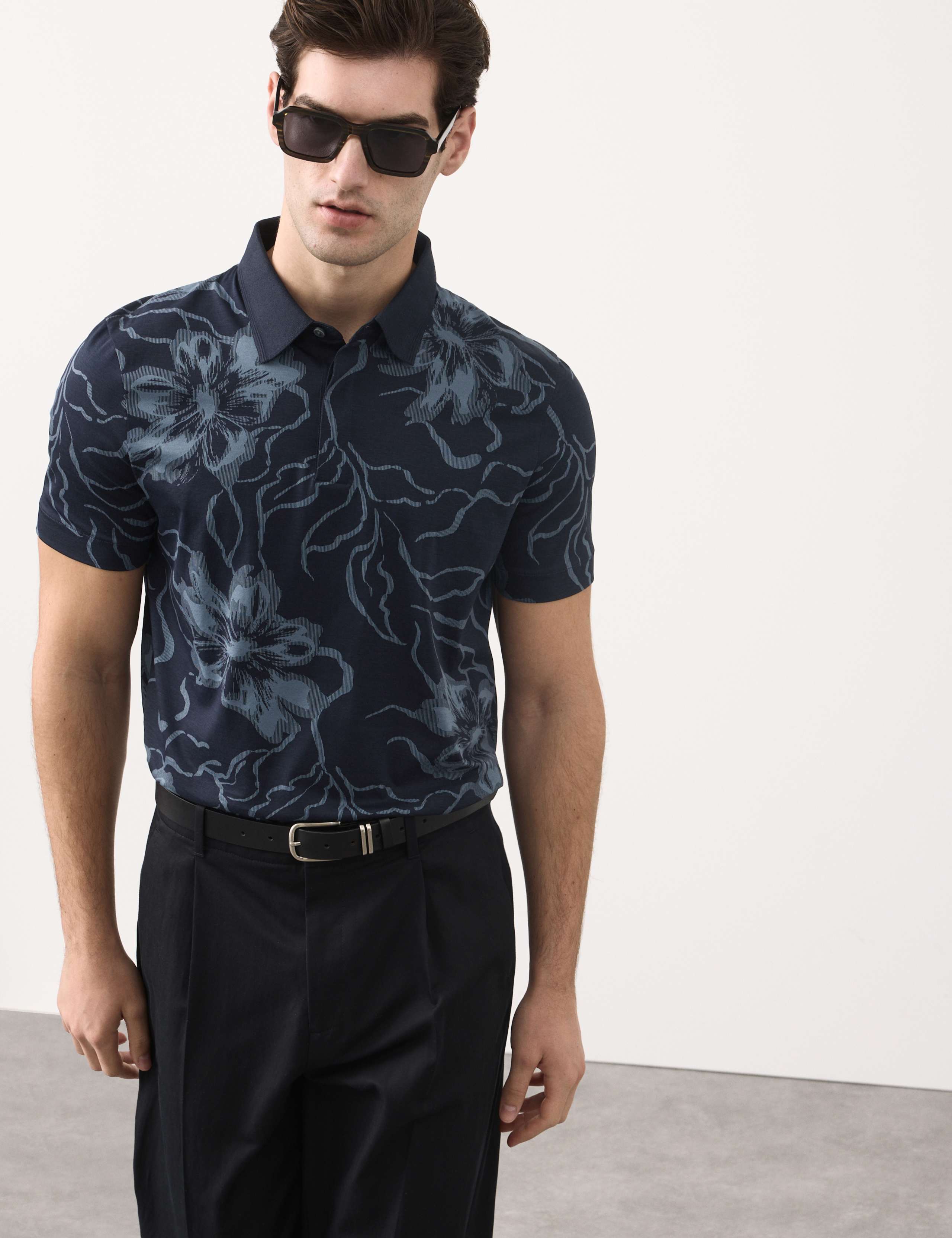 Pure Supima® Cotton Floral Polo Shirt 1 of 7