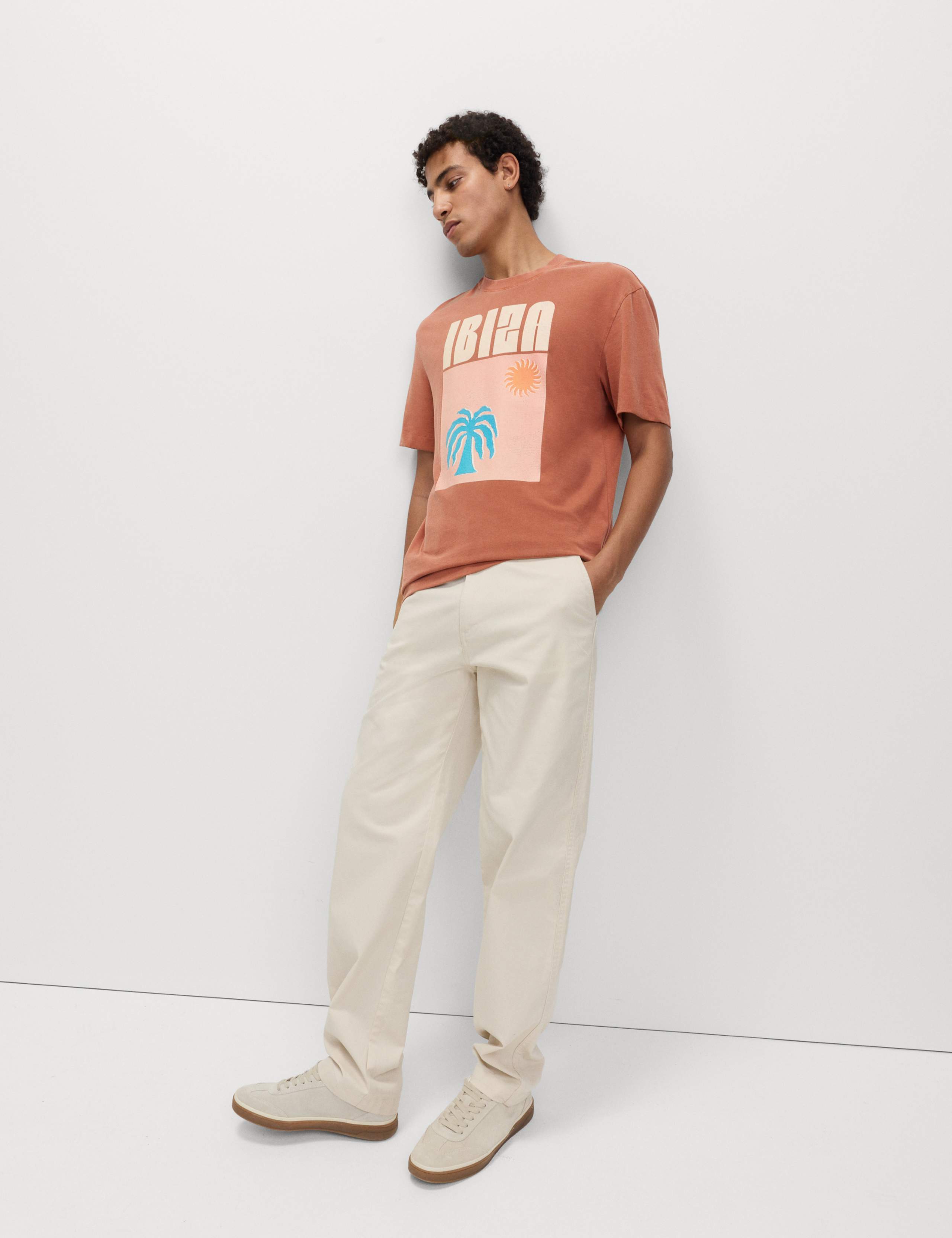 Pure Cotton Ibiza Graphic Garment Dyed T-Shirt 1 of 4