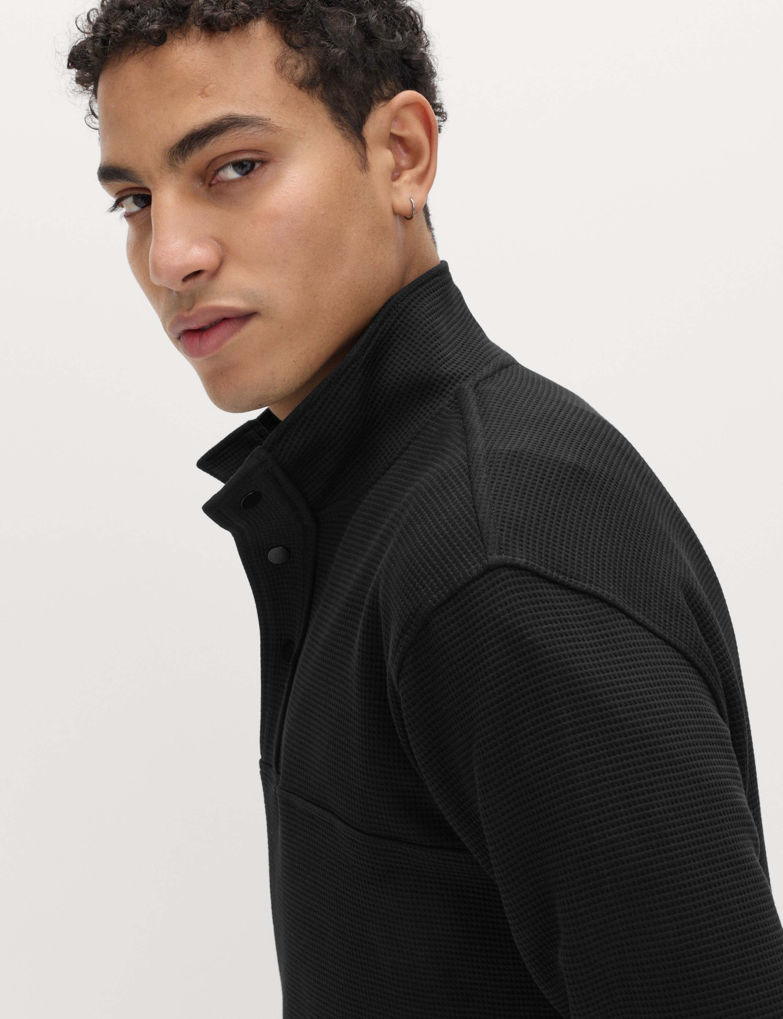 Cotton Rich Waffle Funnel Neck Sweatshirt 3 of 7