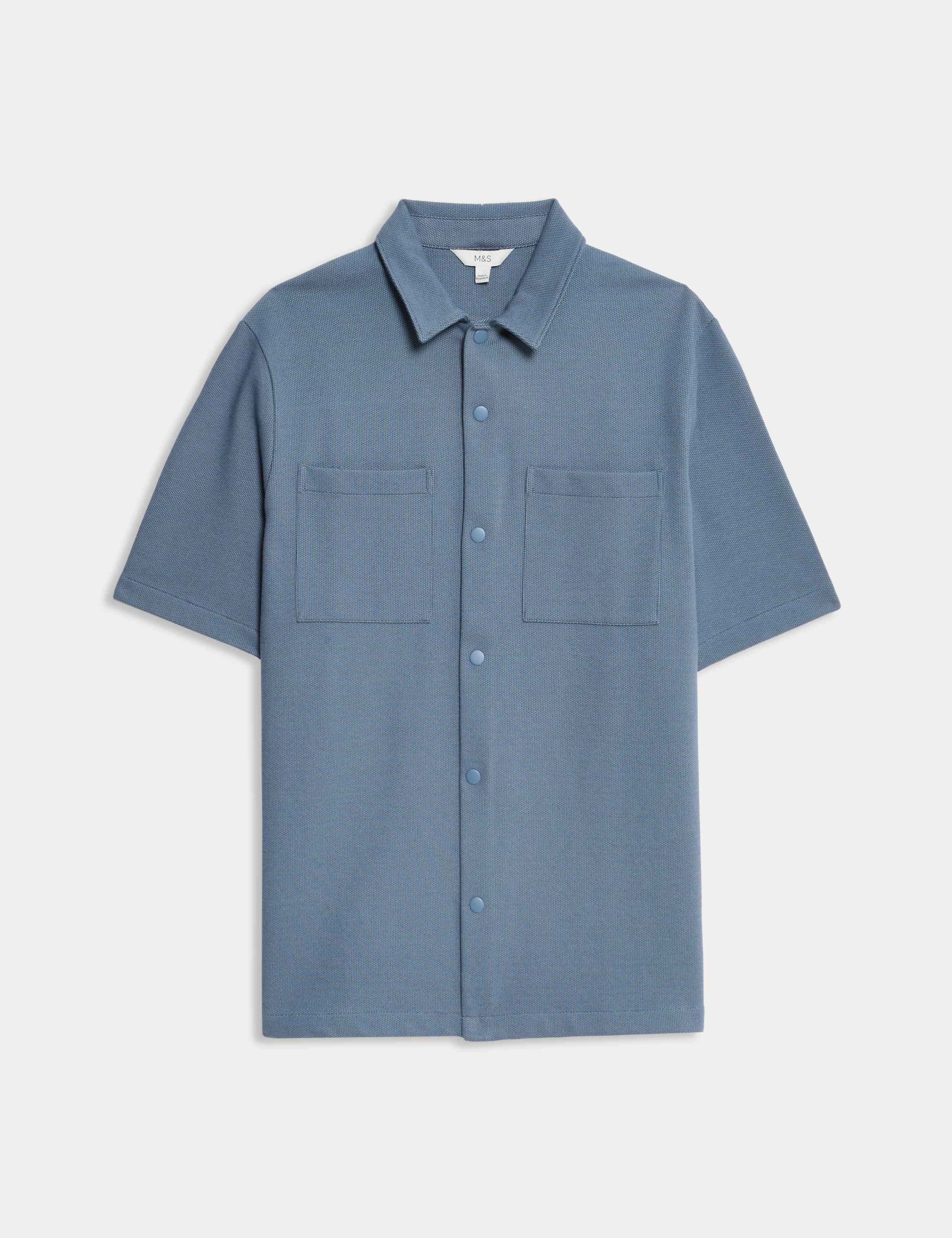 Cotton Blend Short Sleeve Overshirt 2 of 7