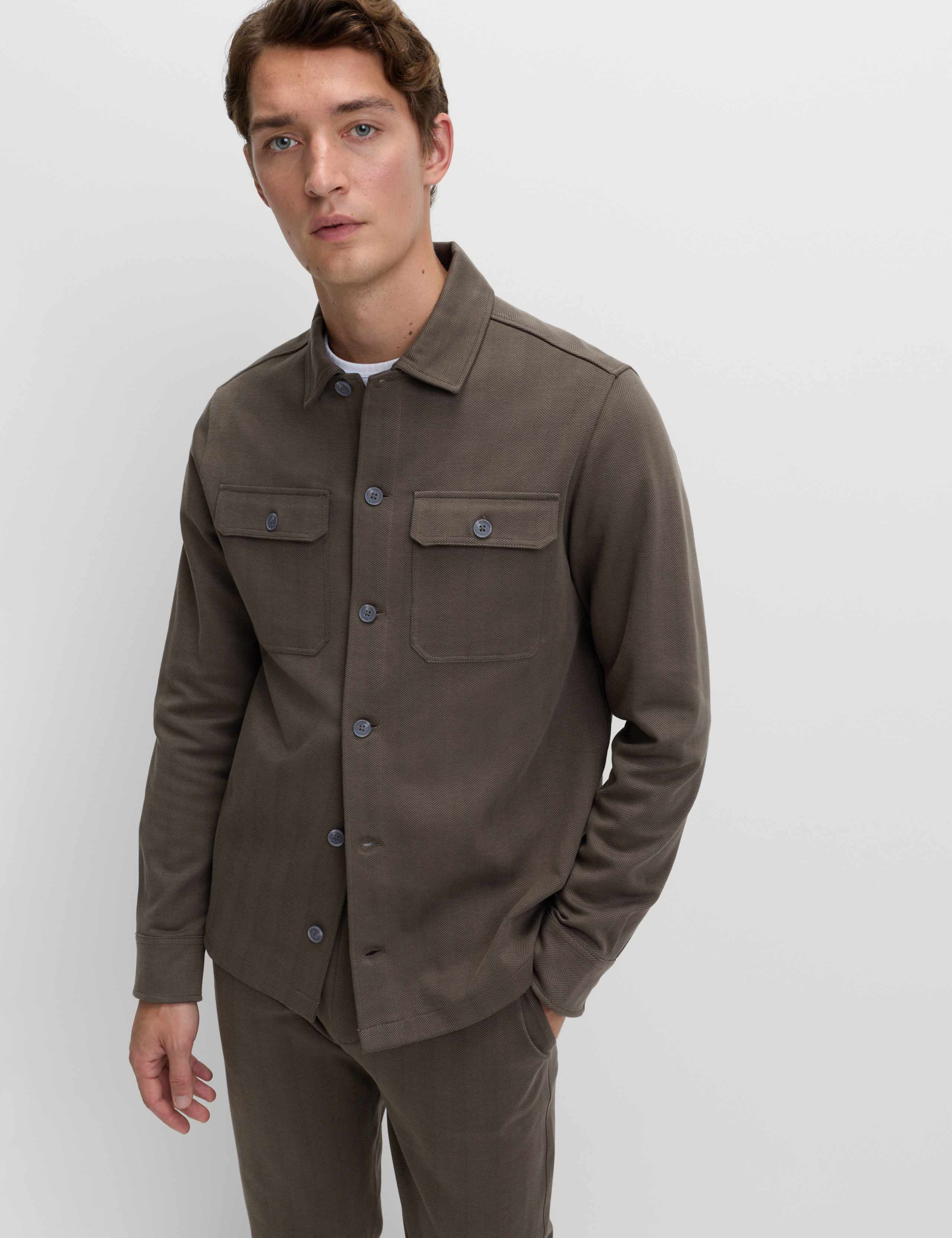 Cotton Rich Herringbone Overshirt 5 of 5