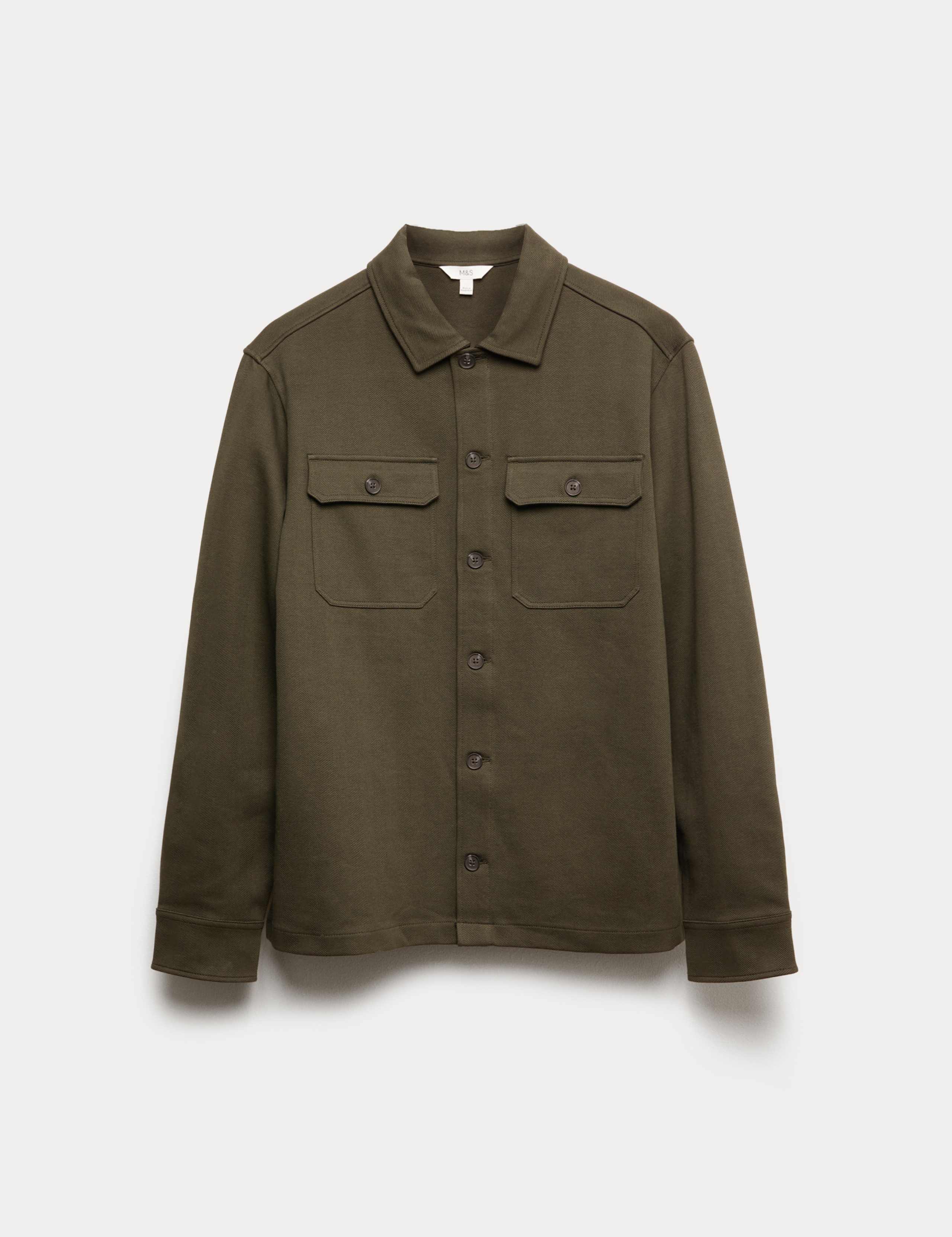 Cotton Rich Herringbone Overshirt 2 of 5