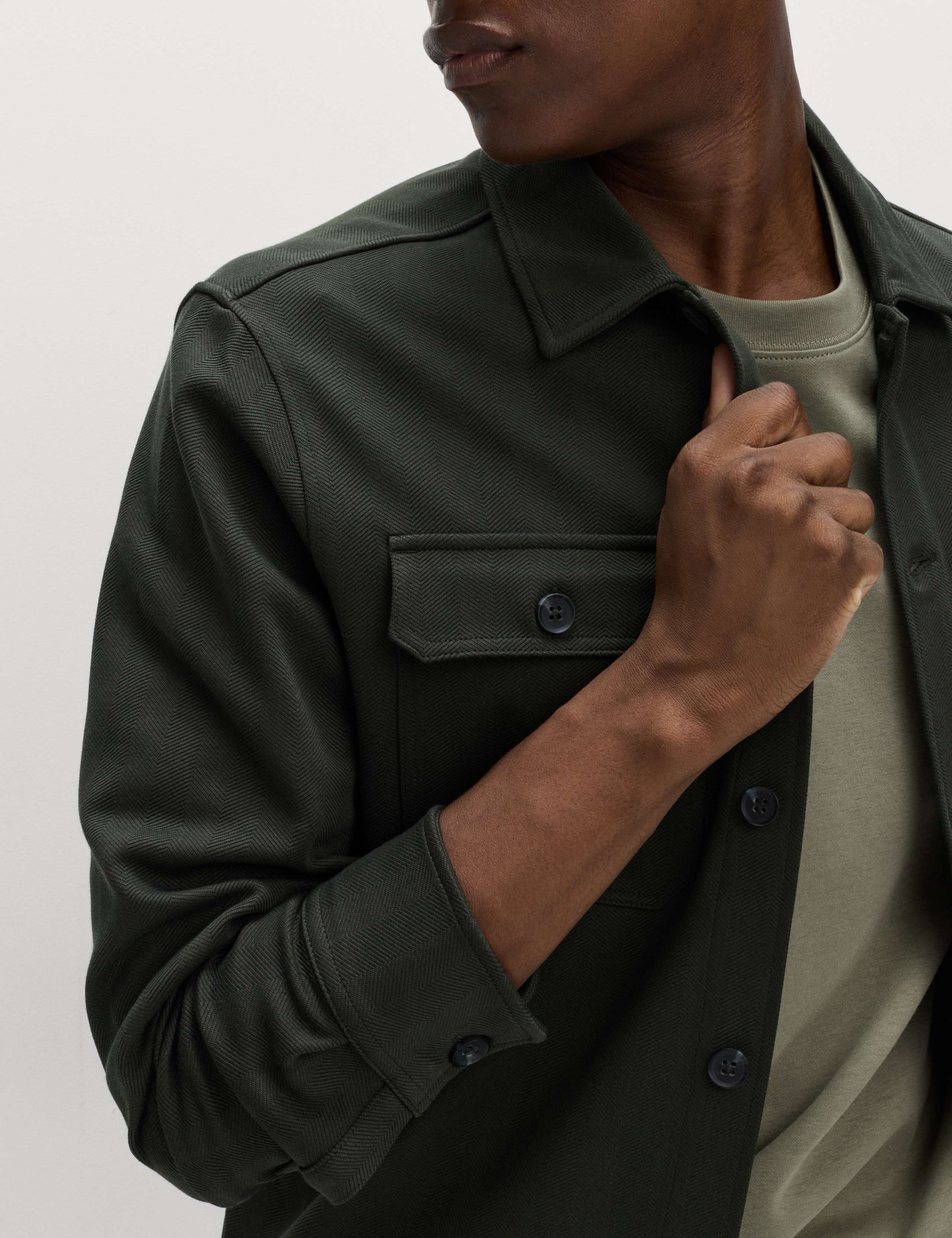 Cotton Rich Herringbone Overshirt 5 of 5