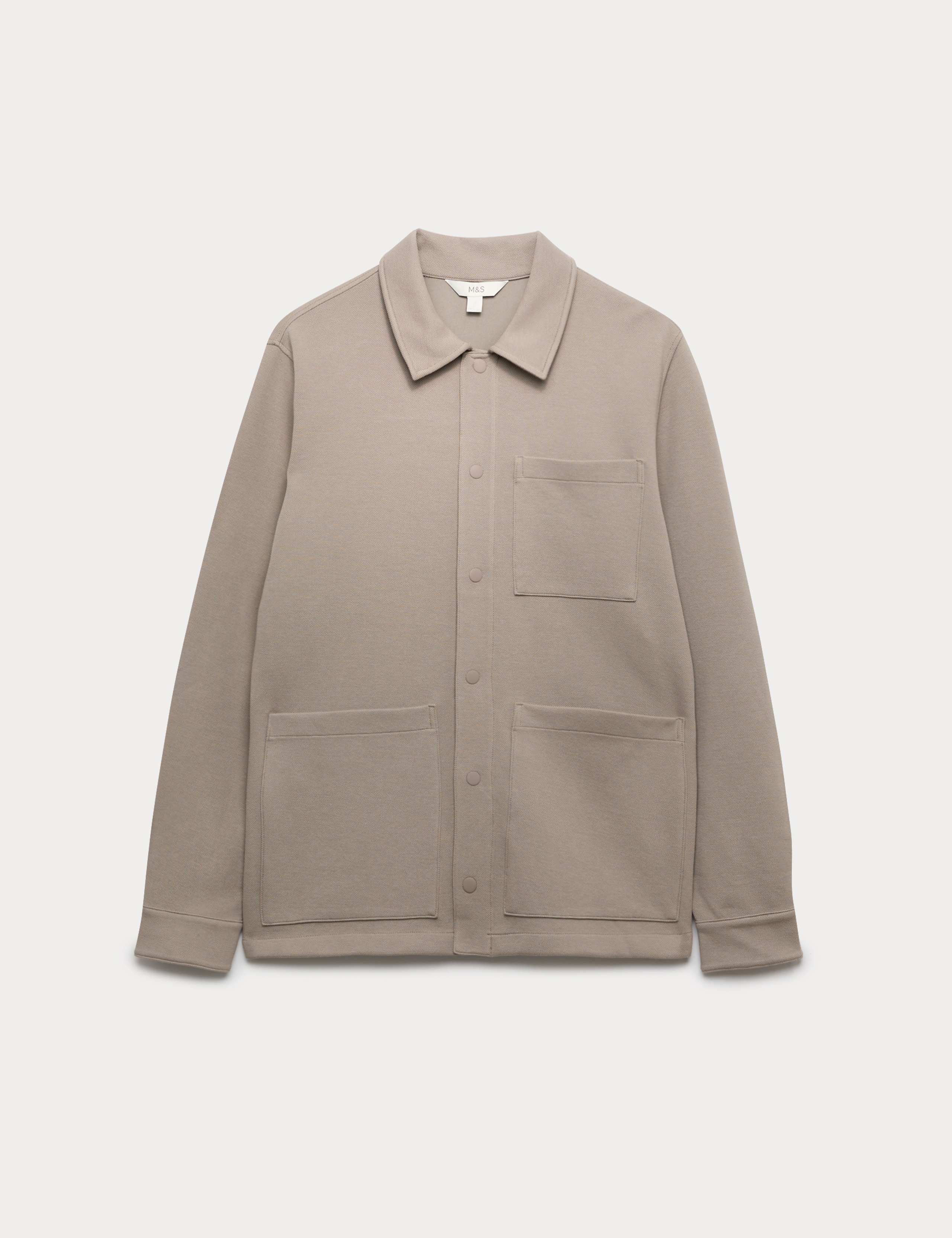 Cotton Blend Pique Overshirt 2 of 6