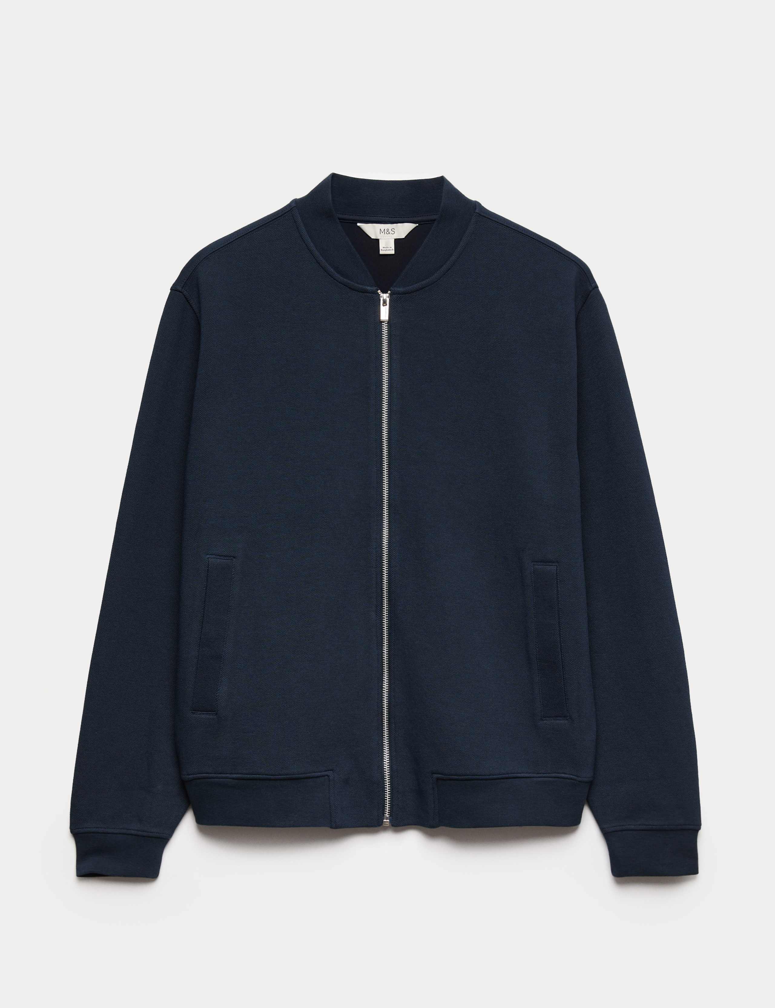 Cotton Blend Pique Bomber Jacket 2 of 5