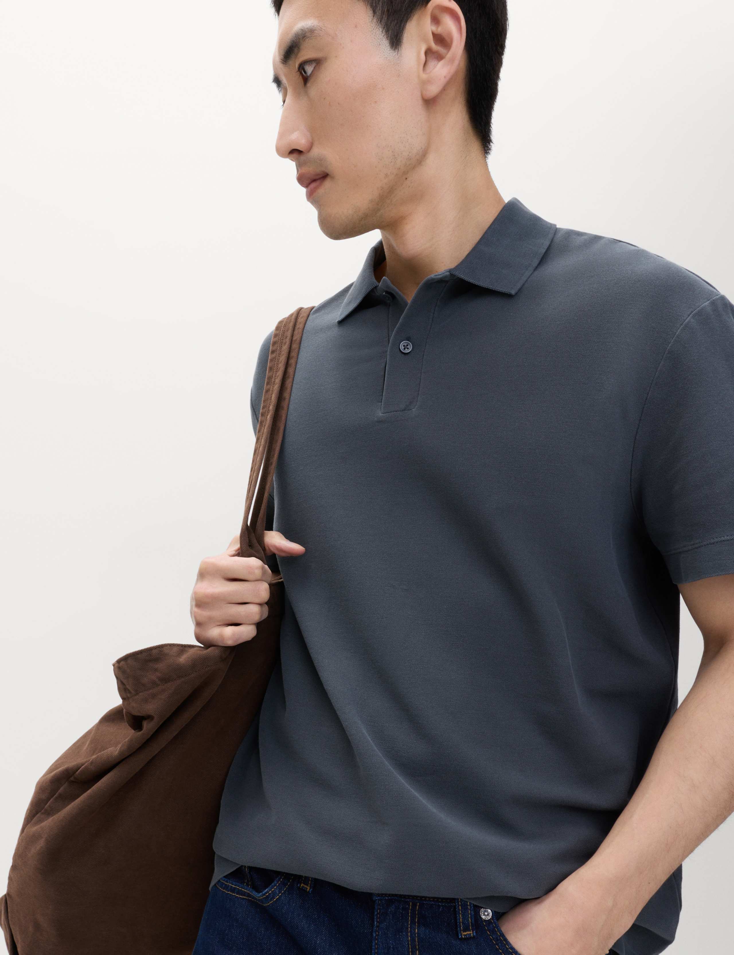 Pure Cotton Garment Dyed Polo Shirt 5 of 5