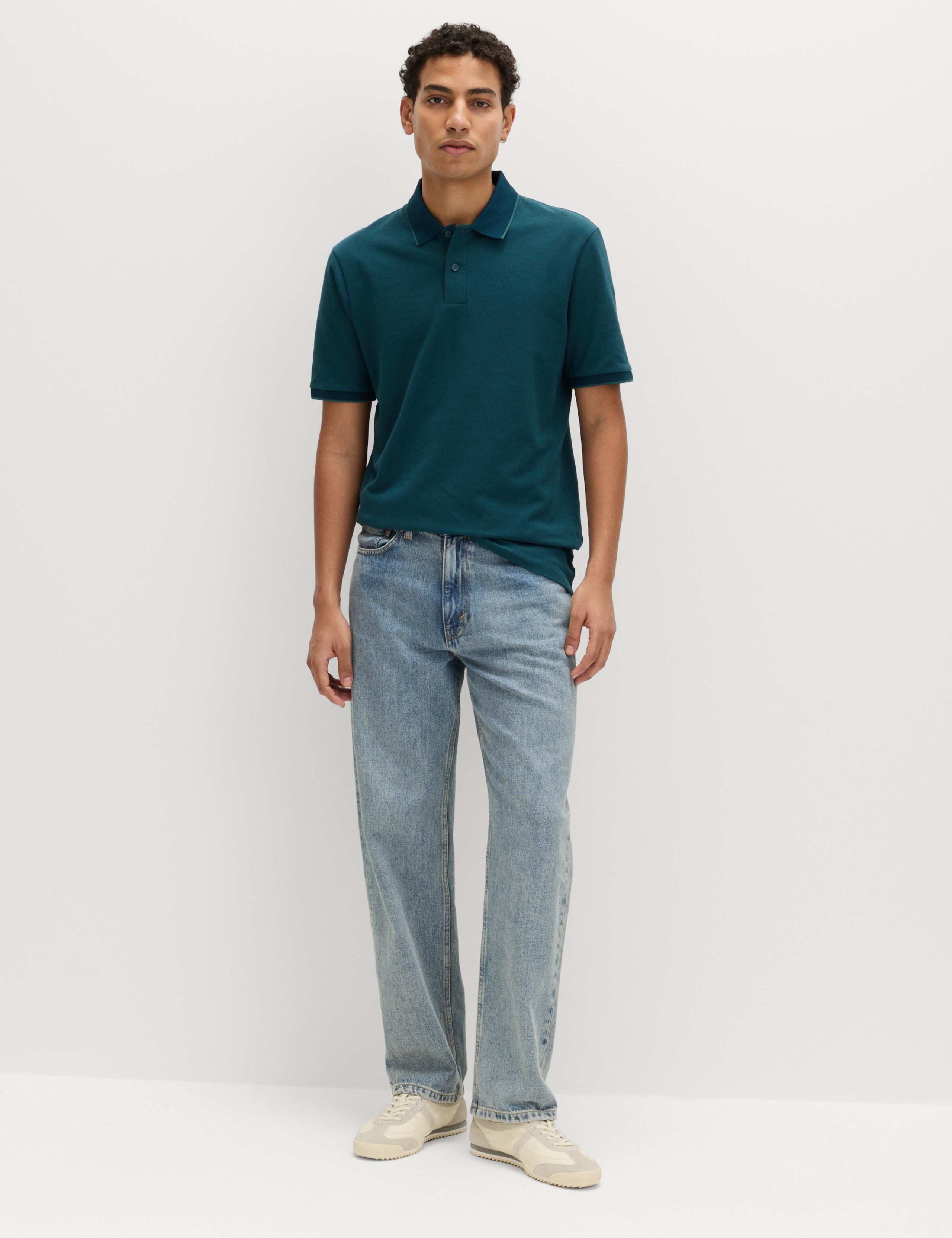 2 Pack Cotton Rich Tipped Polo Shirts 3 of 5