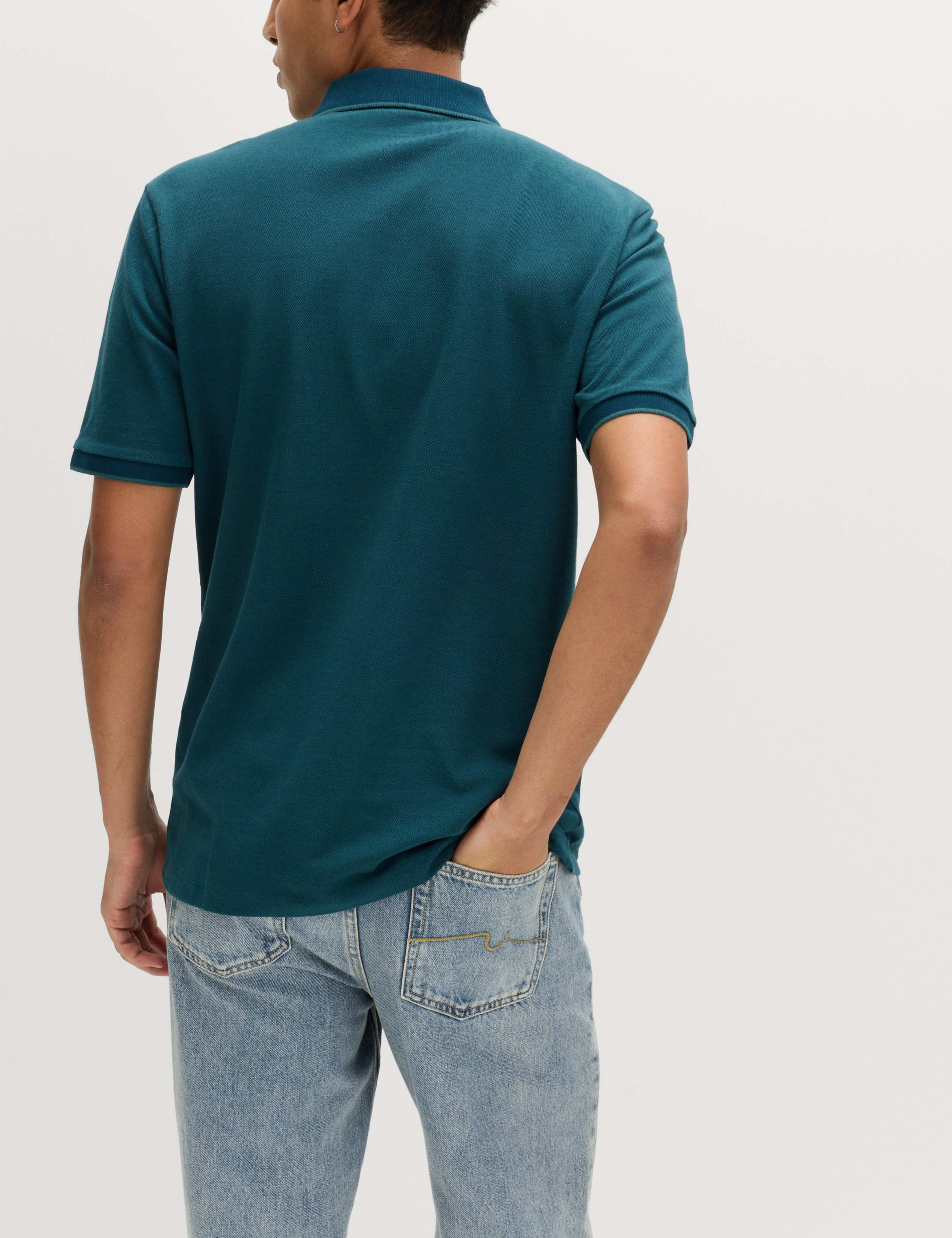 2 Pack Cotton Rich Tipped Polo Shirts 5 of 5