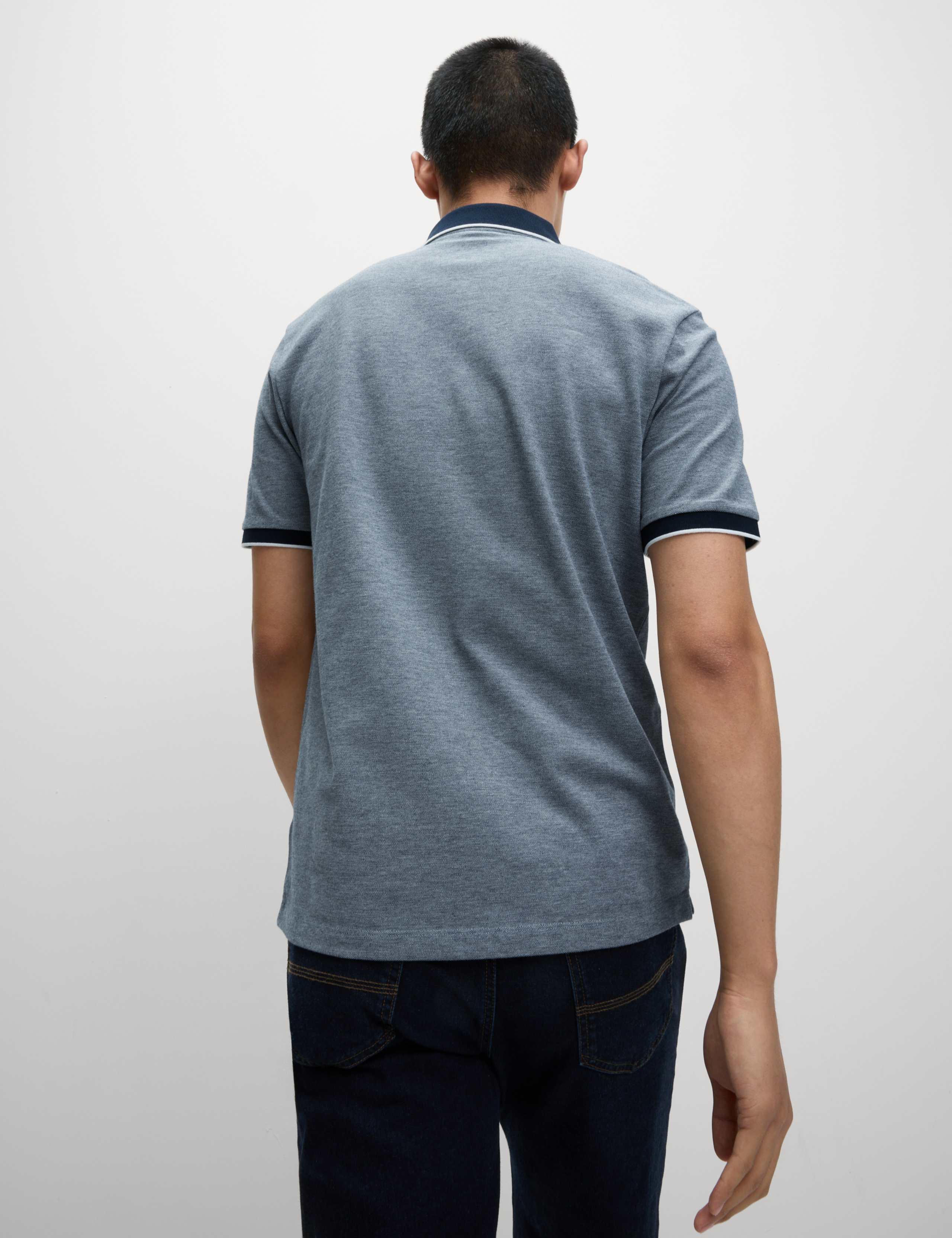 2 Pack Cotton Rich Tipped Polo Shirts 3 of 5