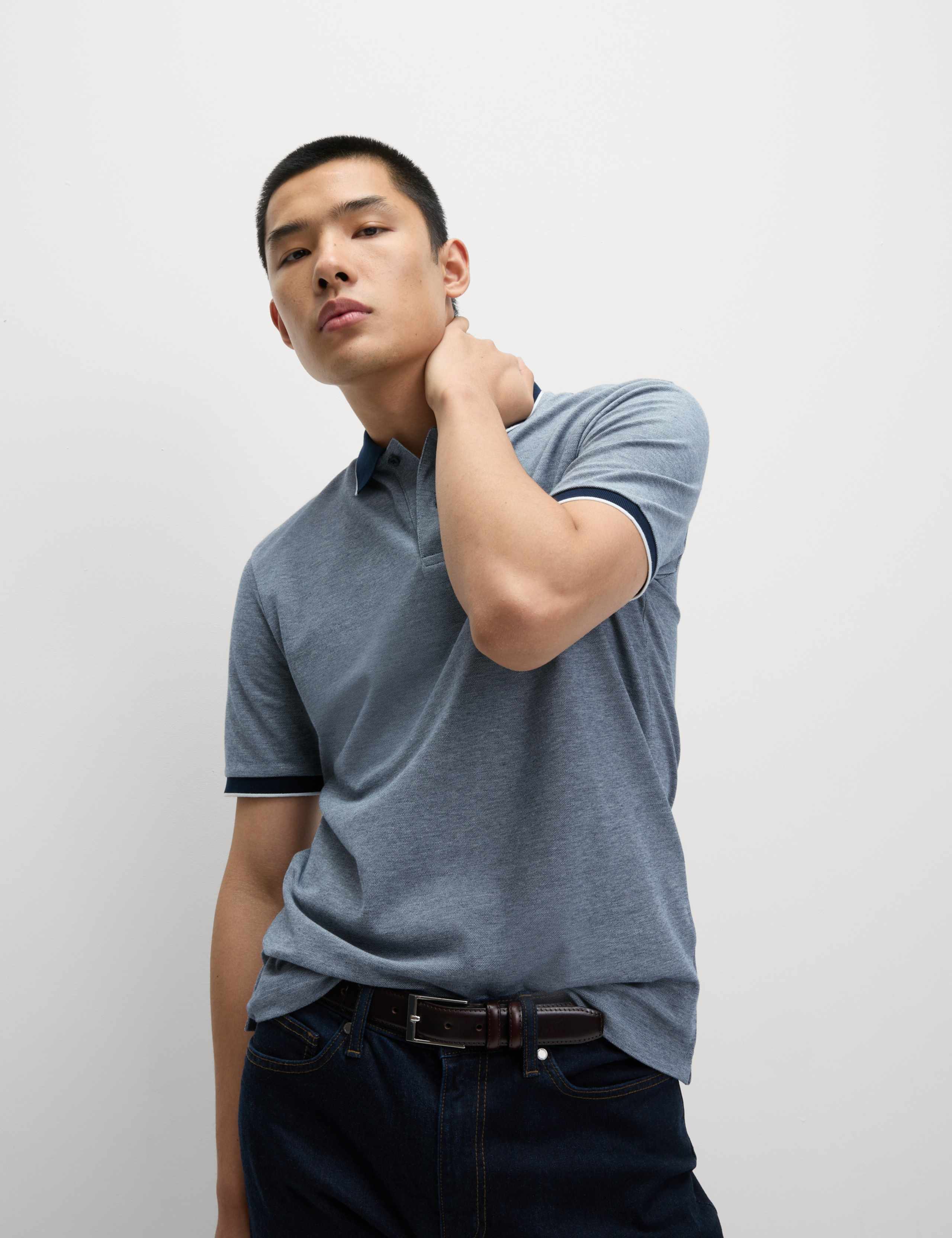 2 Pack Cotton Rich Tipped Polo Shirts 5 of 5