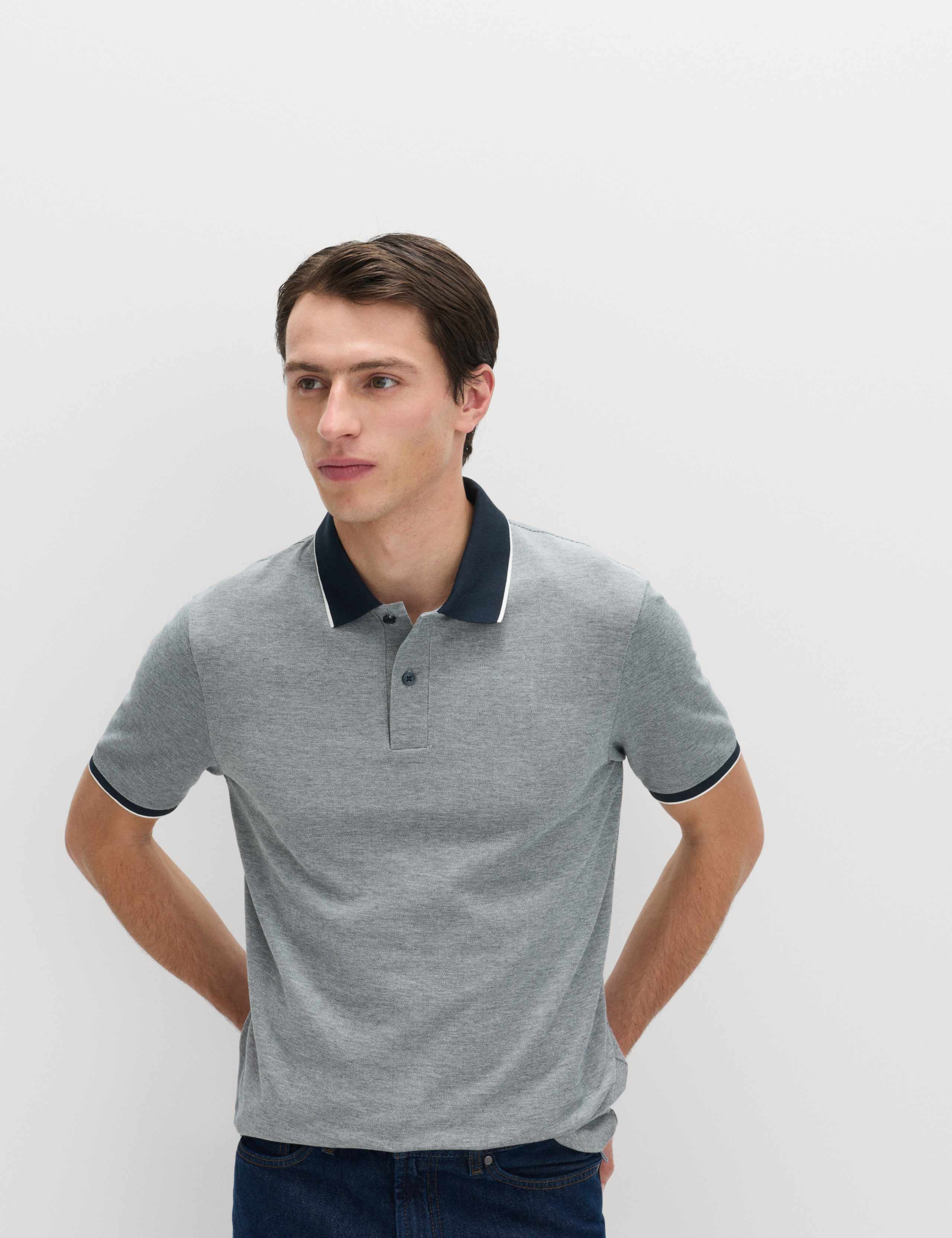 2 Pack Cotton Rich Tipped Polo Shirts 5 of 5