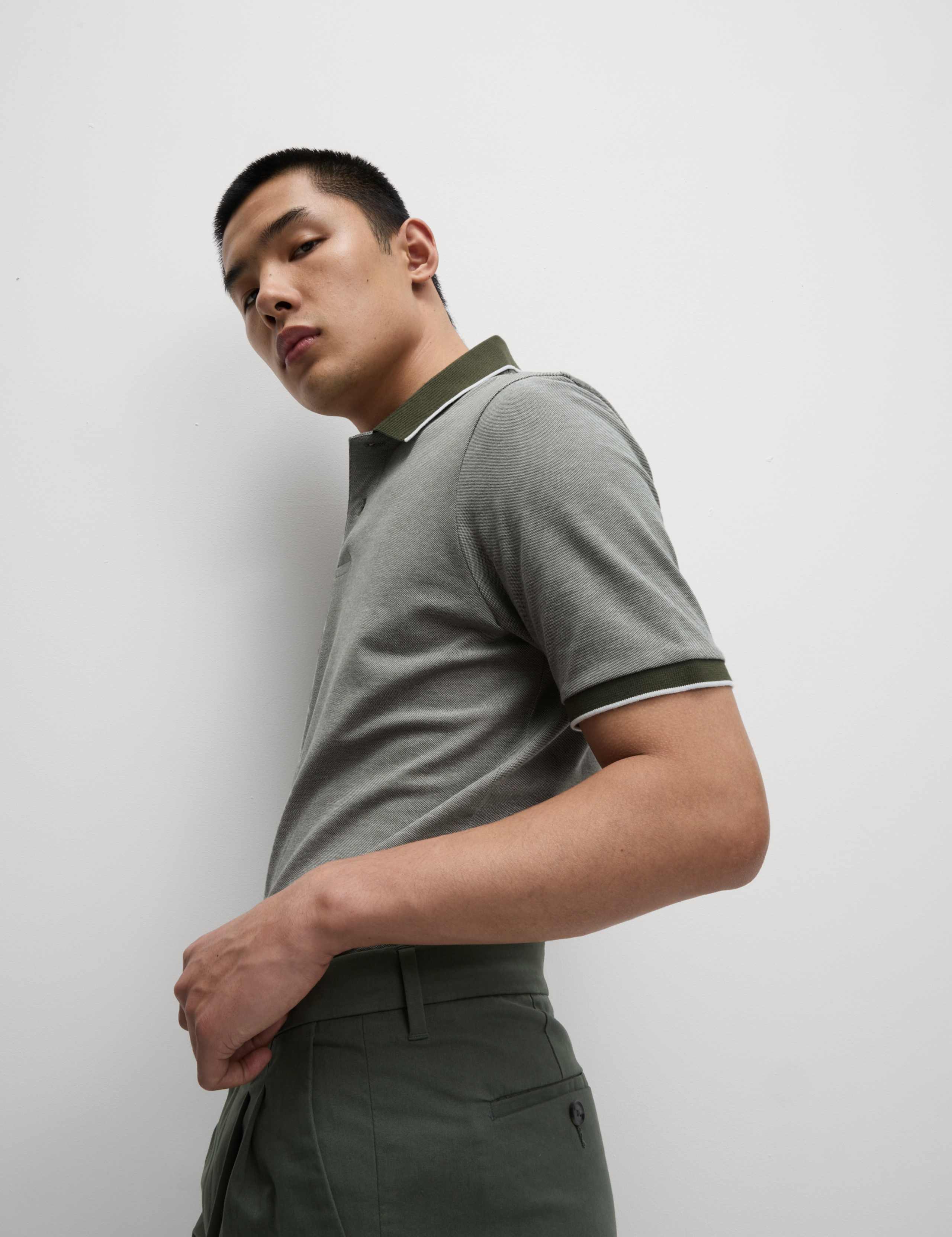 2 Pack Cotton Rich Tipped Polo Shirts 5 of 5