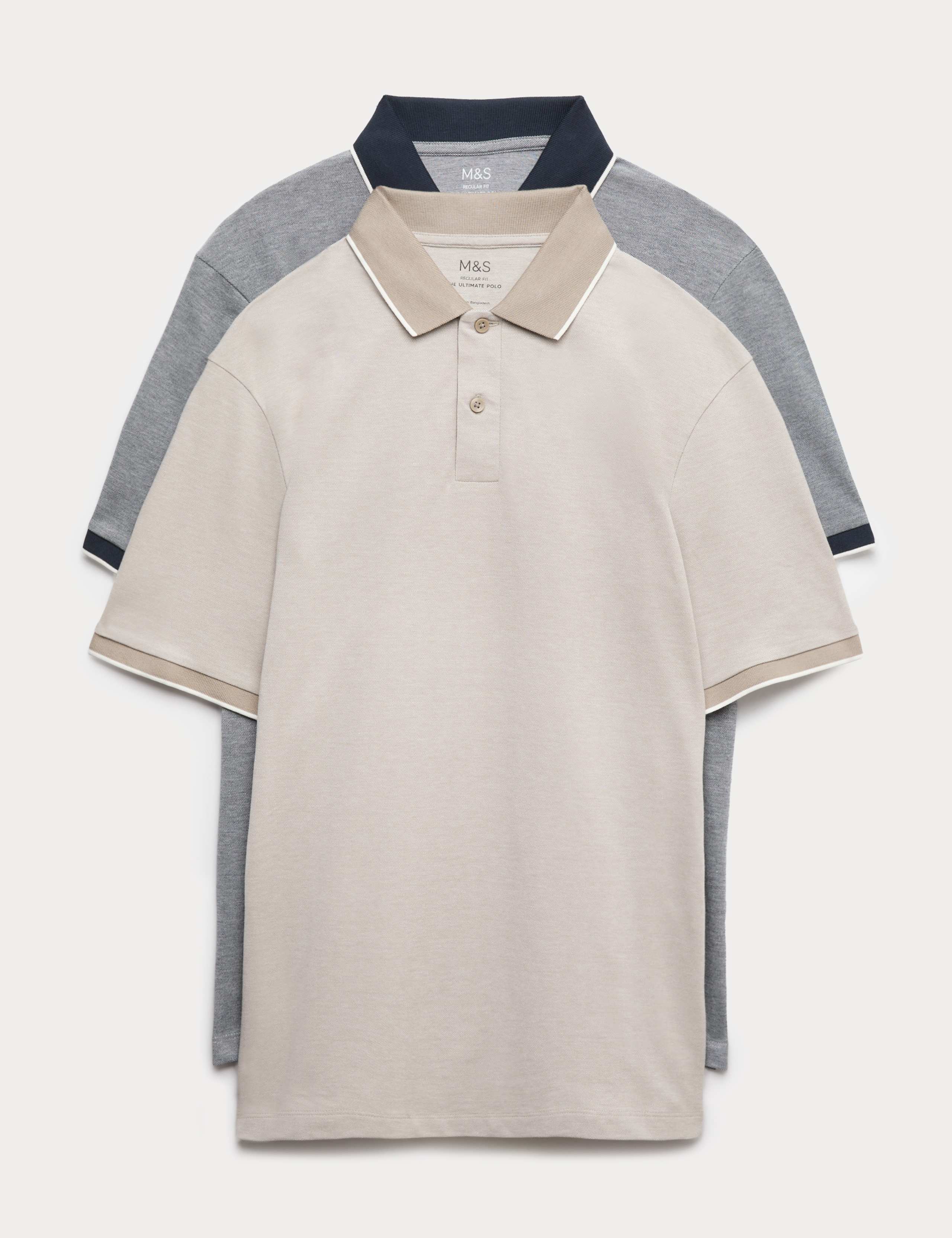 2 Pack Cotton Rich Tipped Polo Shirts 1 of 6