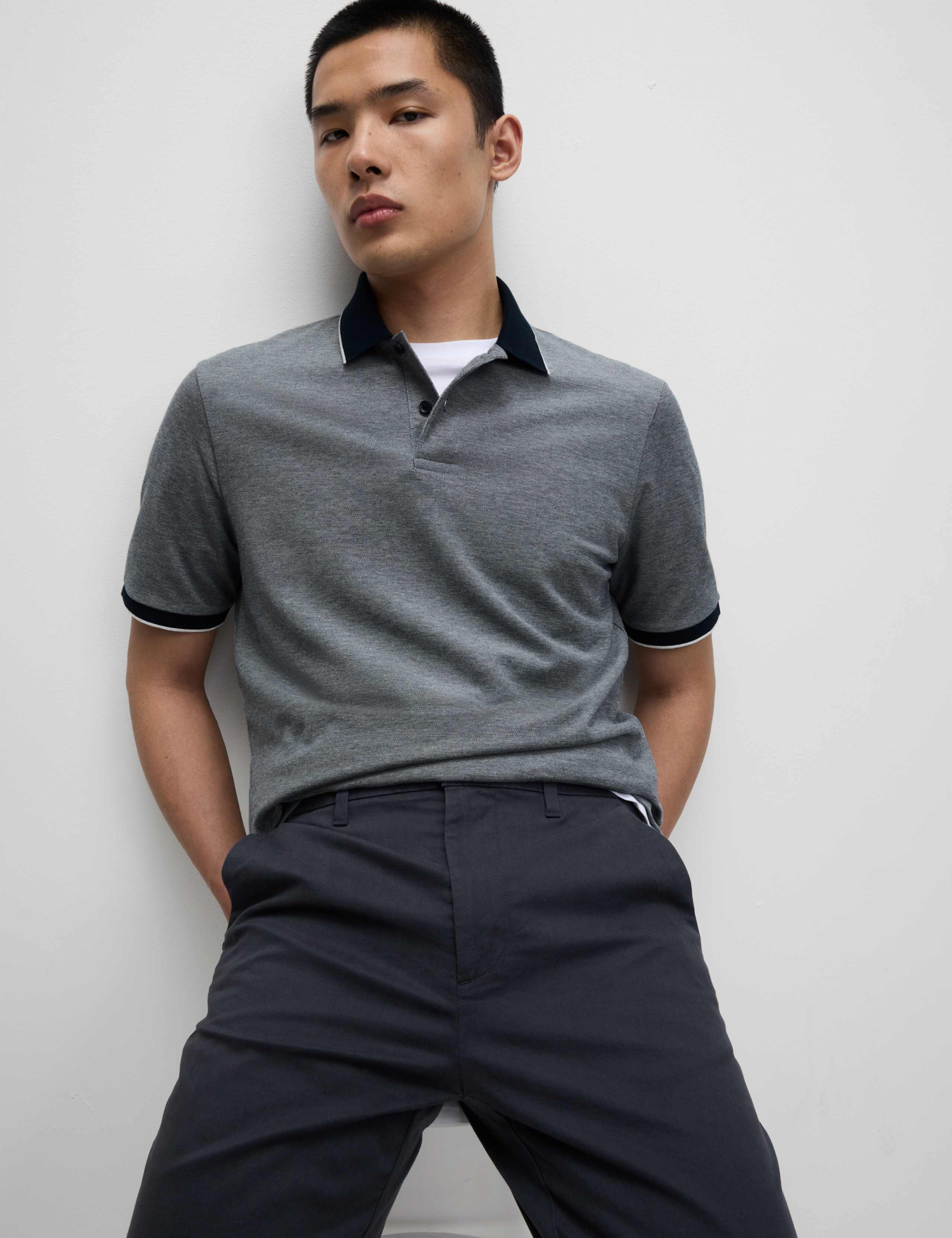 2 Pack Cotton Rich Tipped Polo Shirts 4 of 4