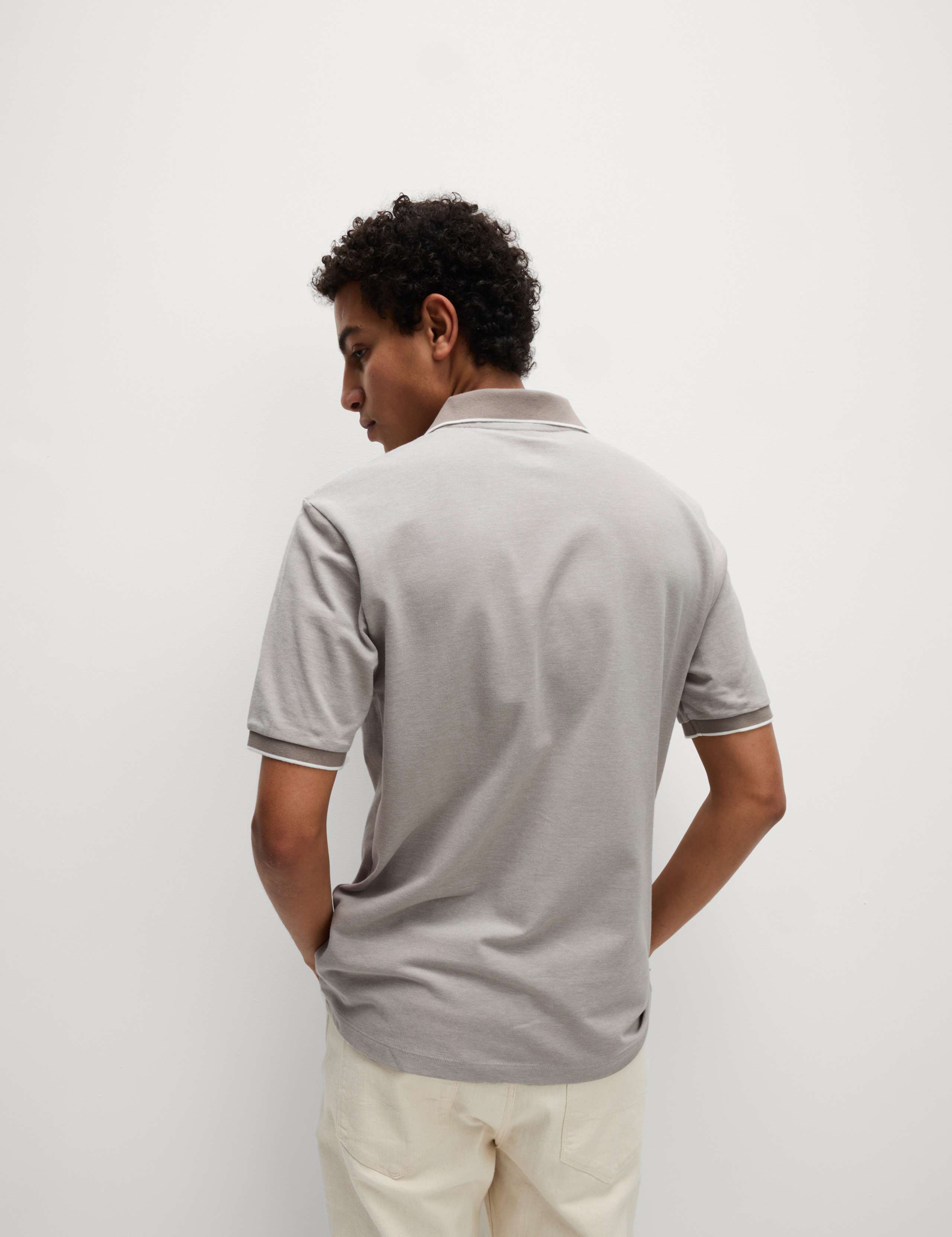 2 Pack Cotton Rich Tipped Polo Shirts 4 of 5