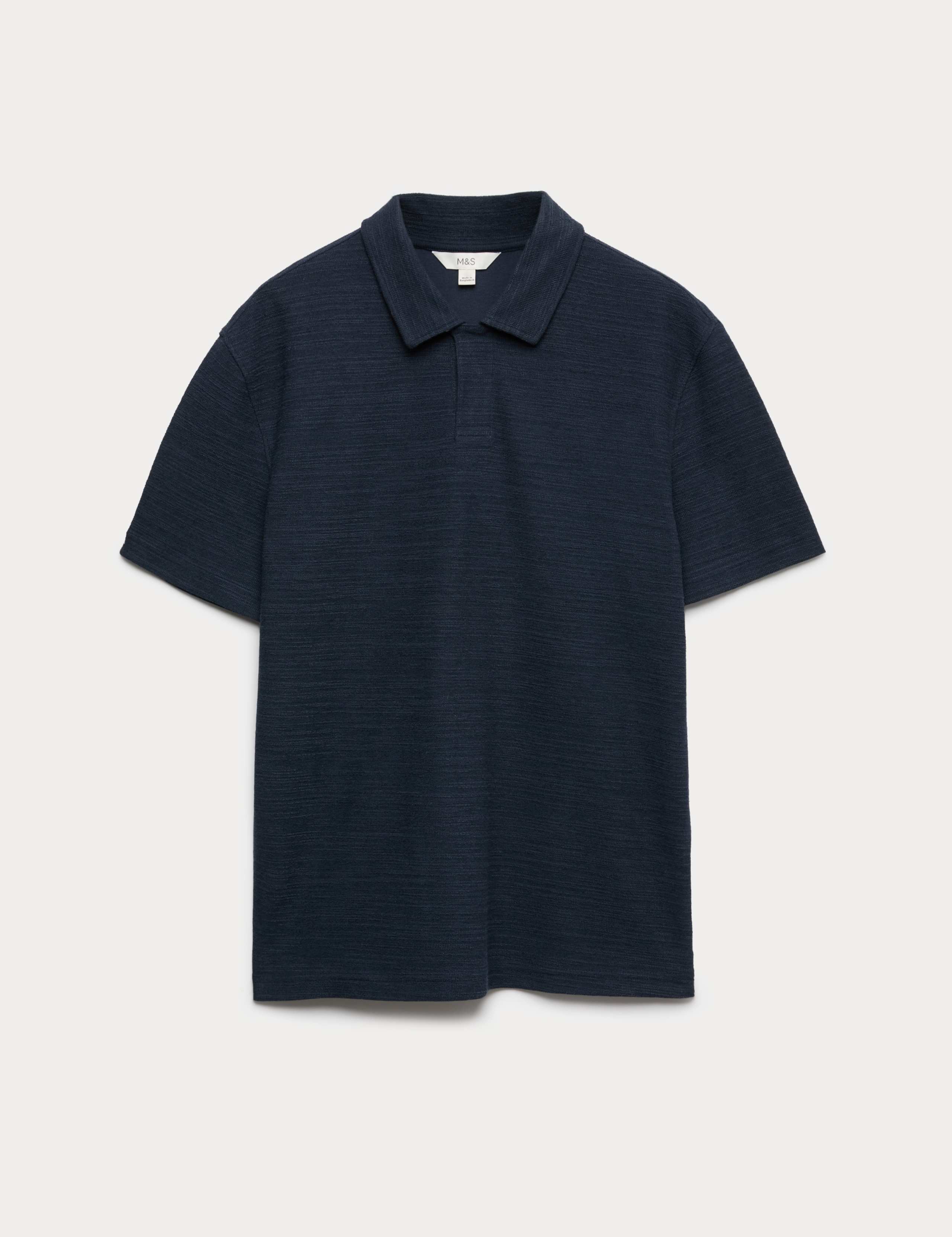 Cotton Rich Notch Neck Boucle Polo Shirt 1 of 1