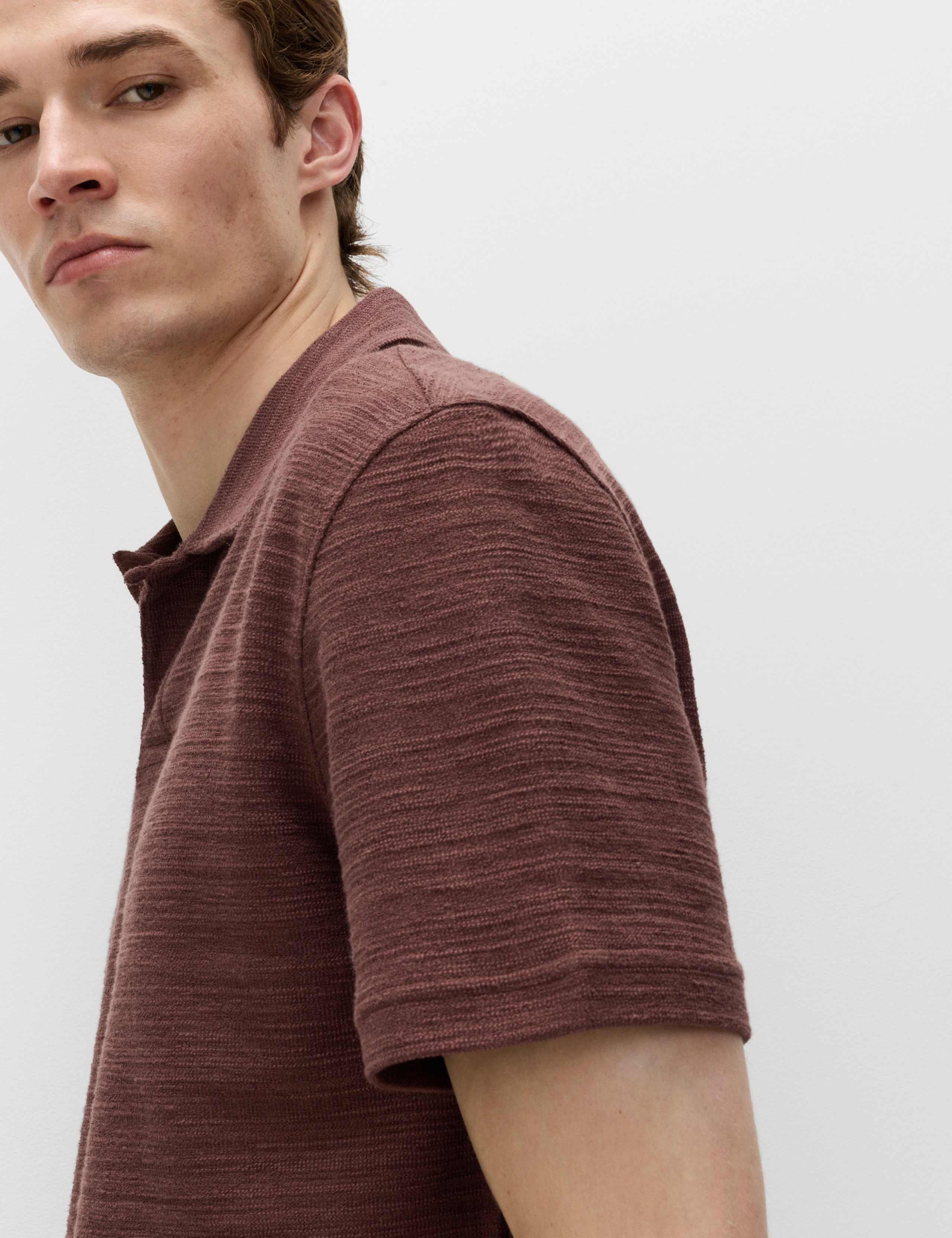 Cotton Rich Notch Neck Boucle Polo Shirt 3 of 6