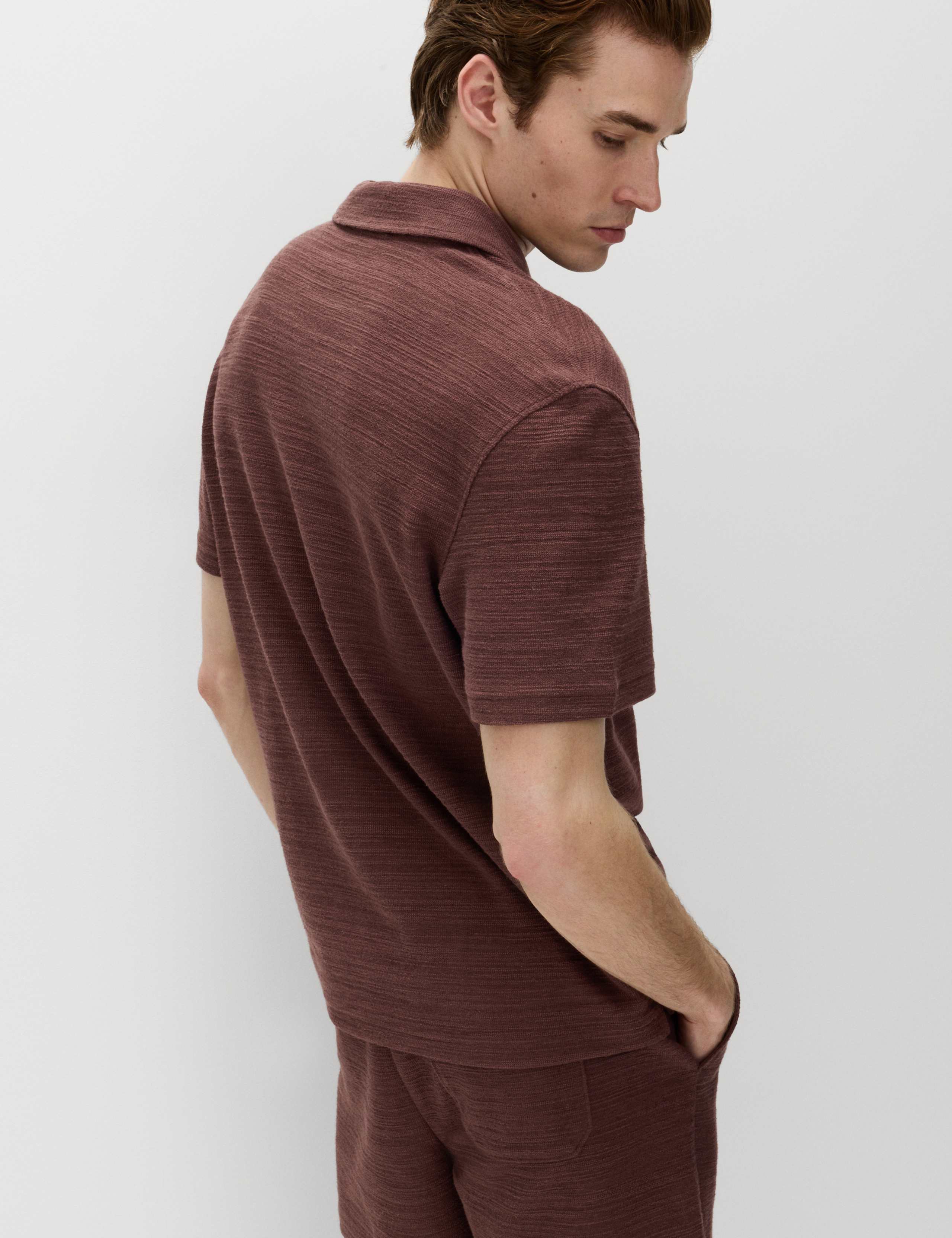 Cotton Rich Notch Neck Boucle Polo Shirt 4 of 6